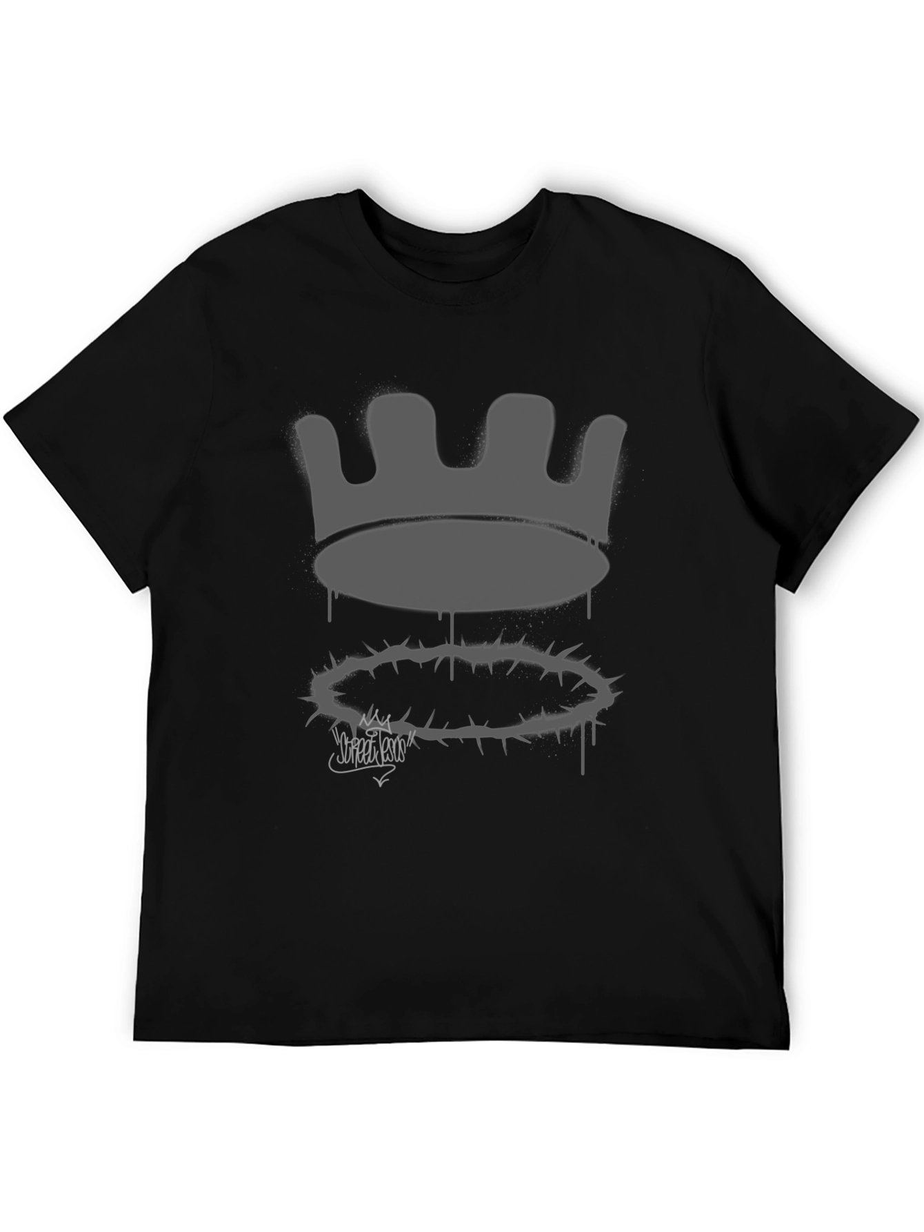 Crown and Thorns Graphic Print Black Tee