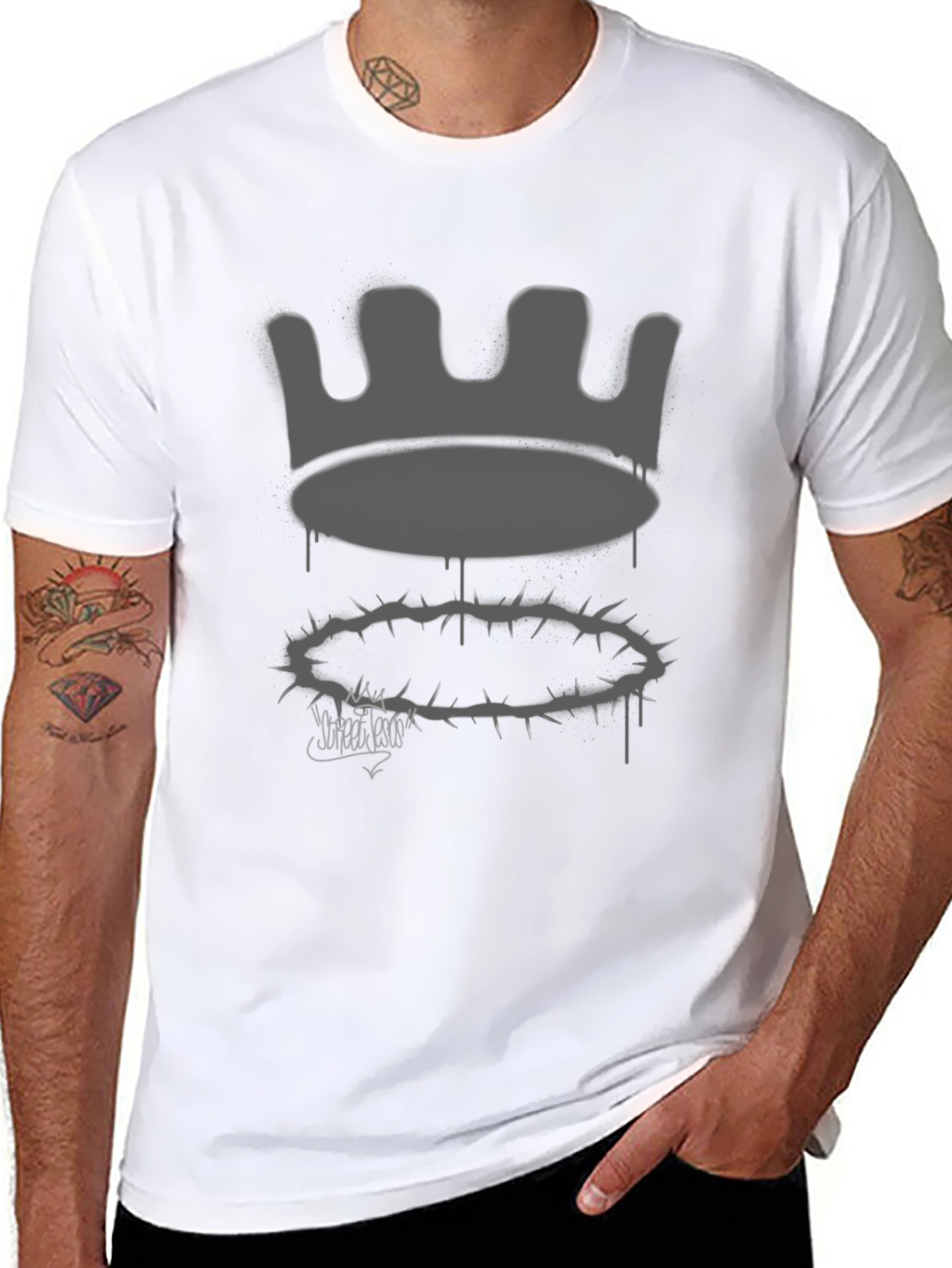 Crown and Thorns Graphic Print Black Tee