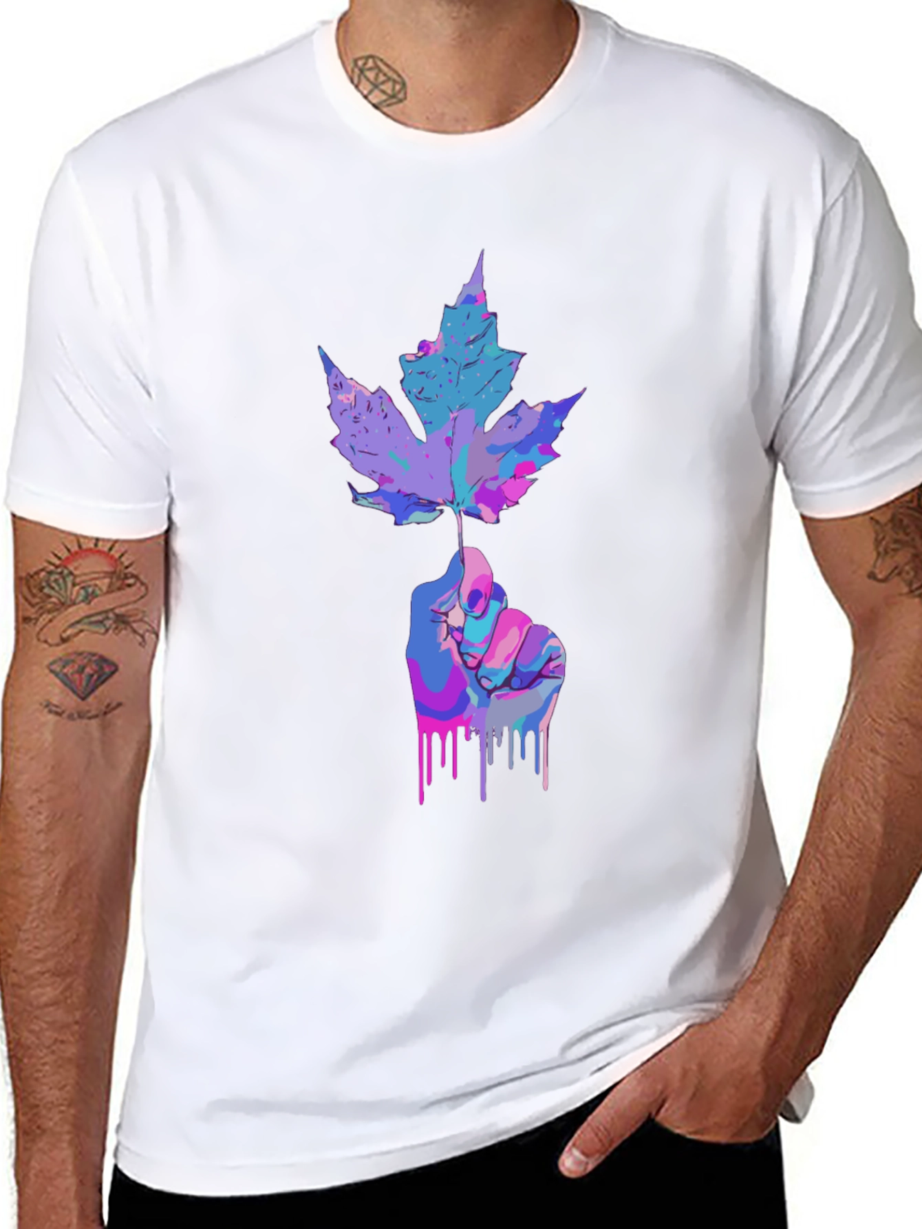 Artistic Maple Leaf Graphic T-Shirt