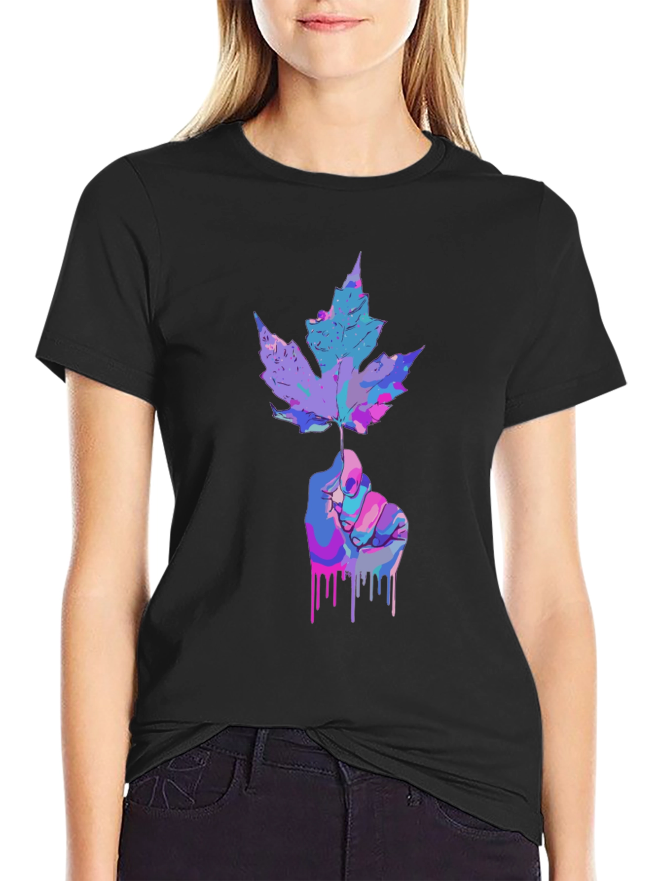 Artistic Maple Leaf Graphic T-Shirt