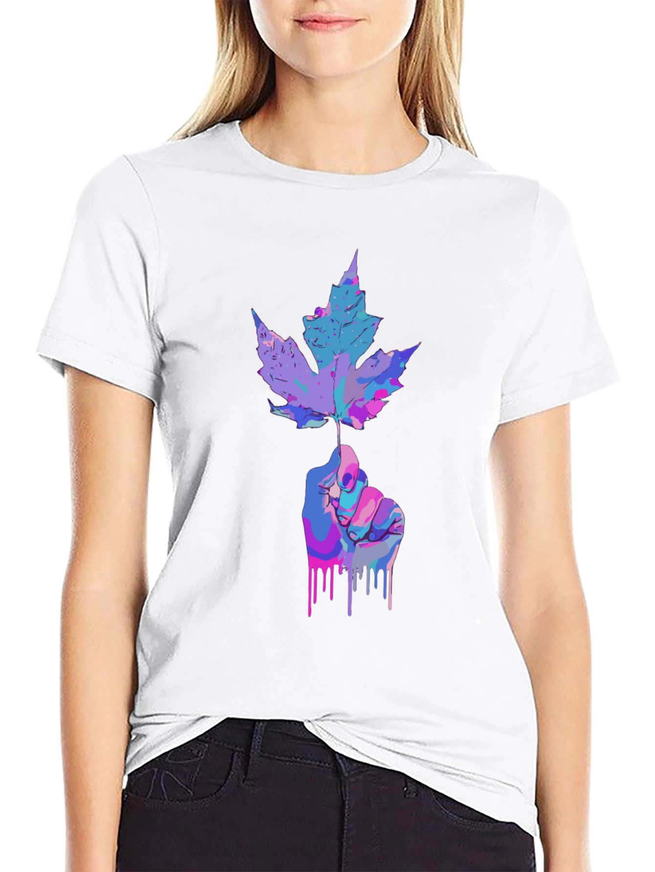 Artistic Maple Leaf Graphic T-Shirt