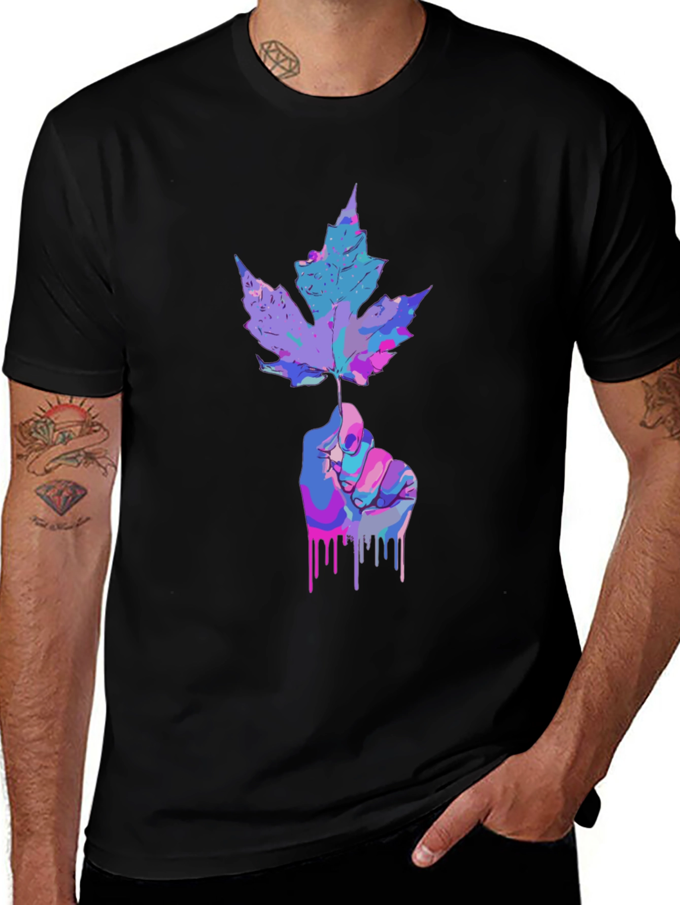 Artistic Maple Leaf Graphic T-Shirt