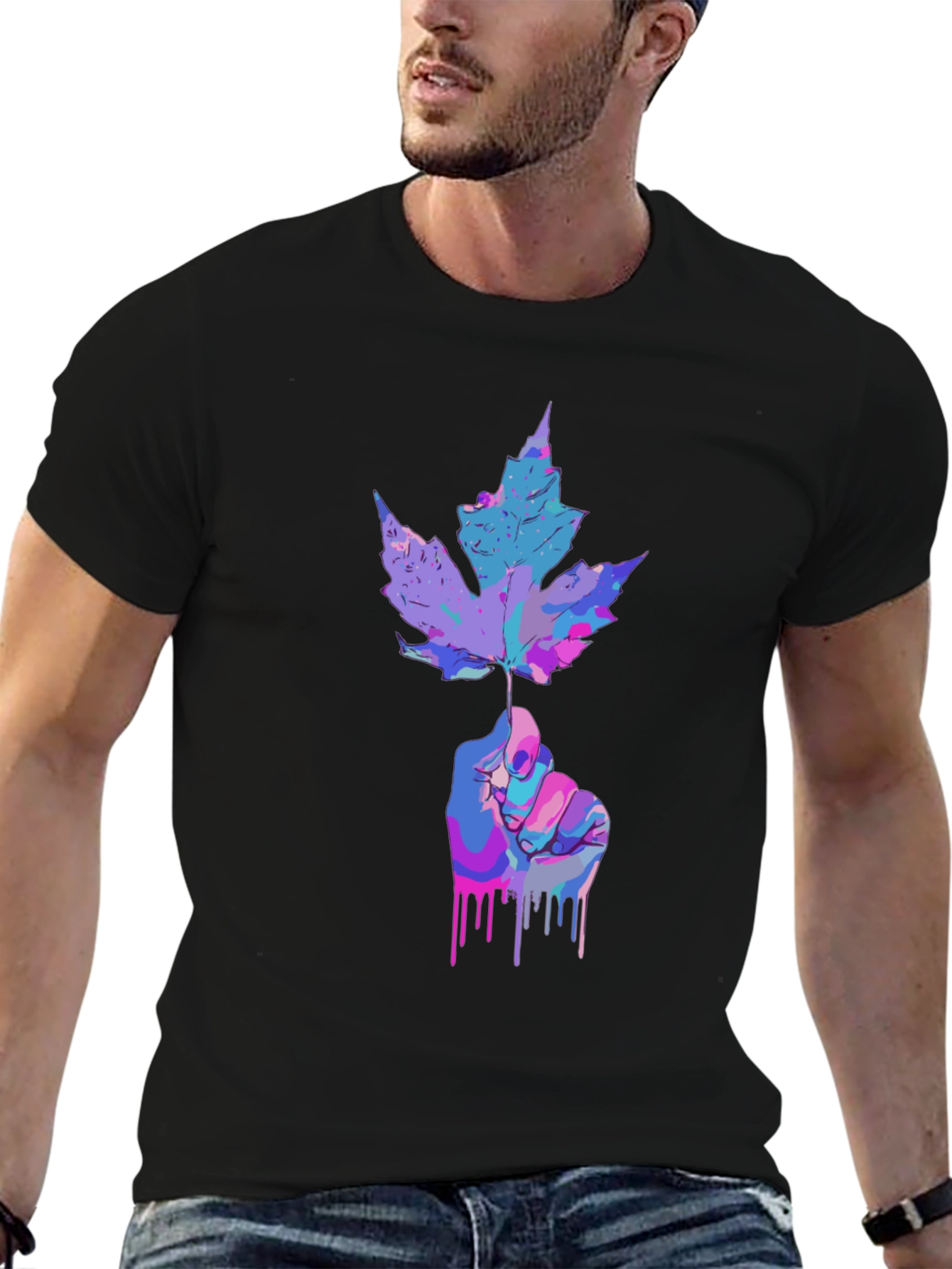 Artistic Maple Leaf Graphic T-Shirt