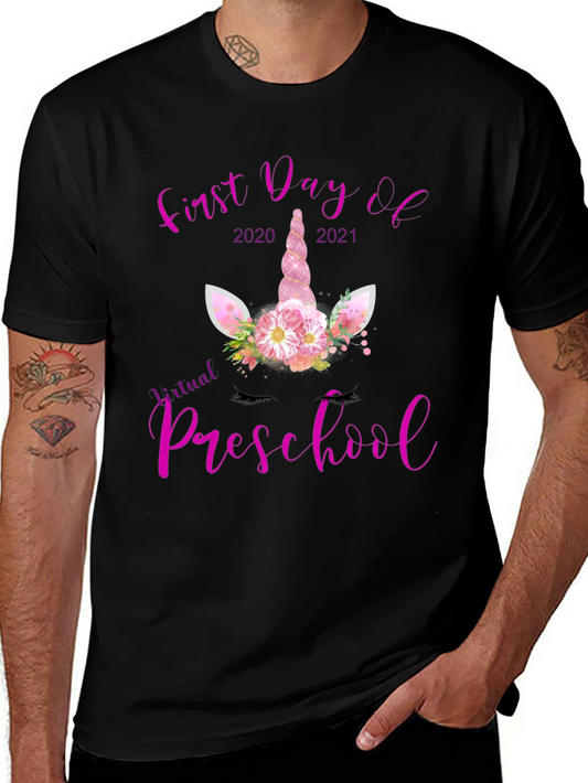 First Day of Virtual Preschool Unicorn T-Shirt