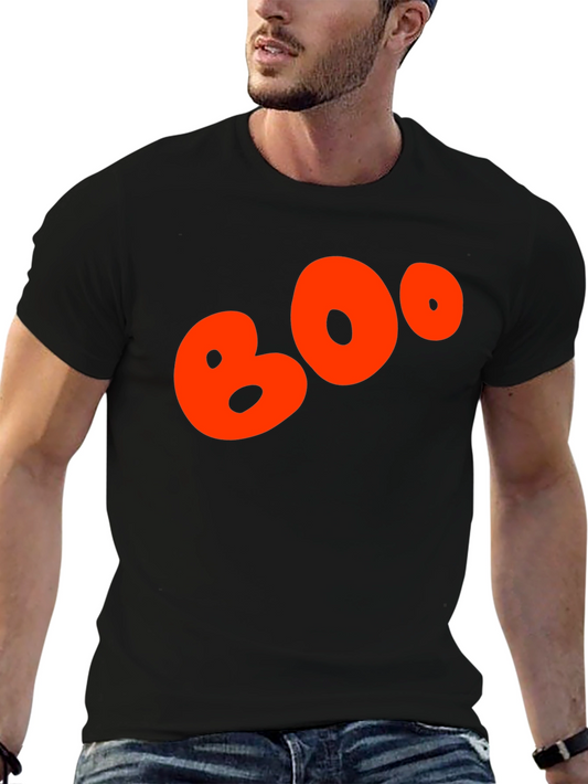 Boo Halloween Graphic Tee - Black Cotton Blend