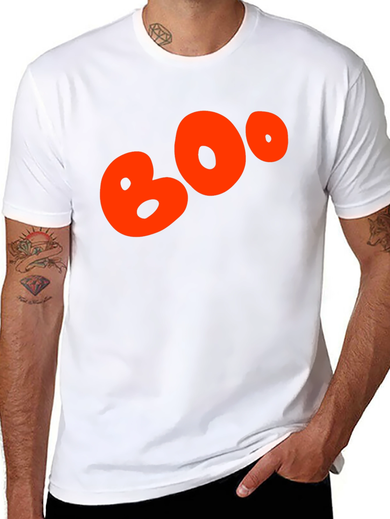 Boo Halloween Graphic Tee - Black Cotton Blend