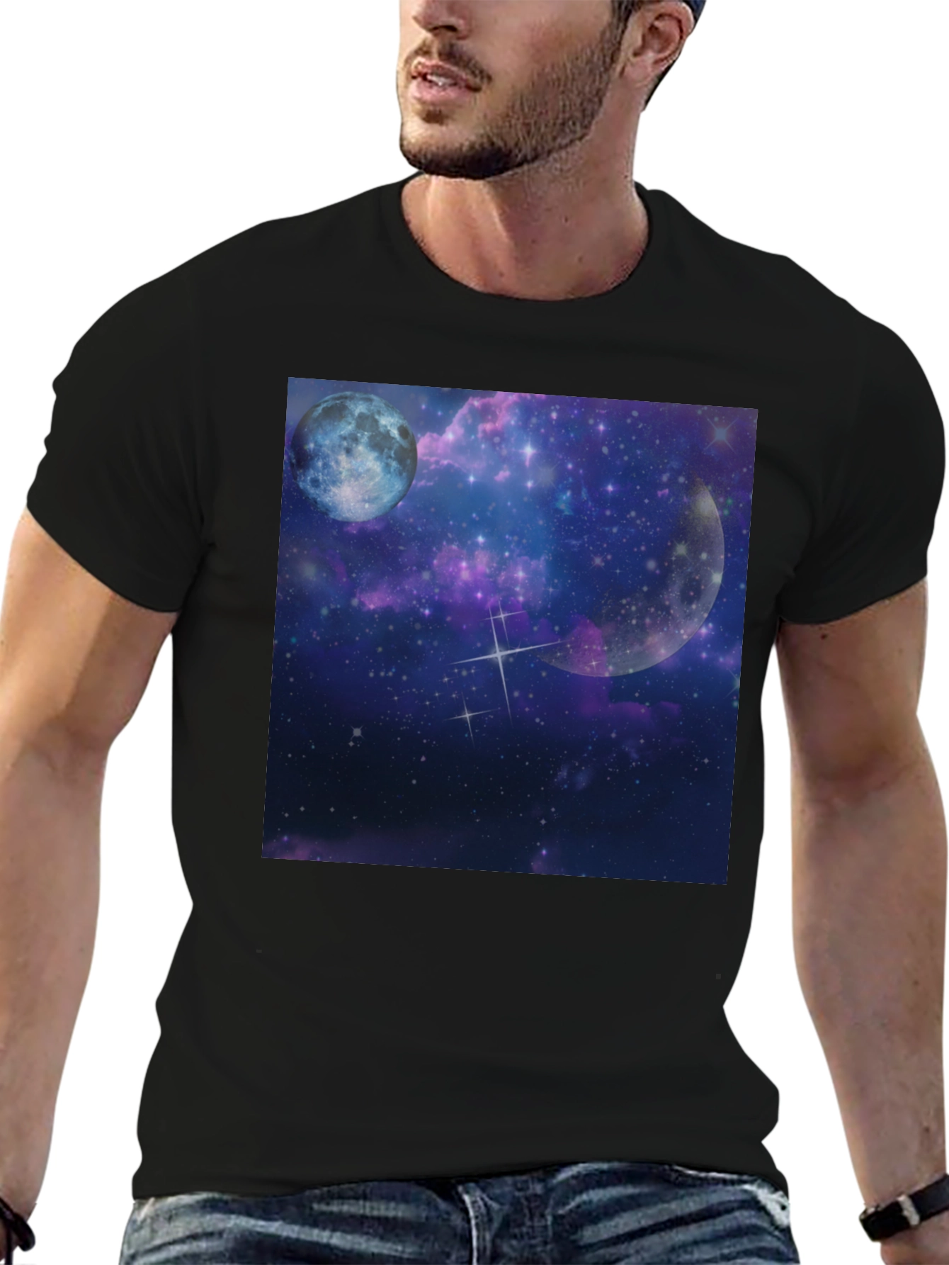 Galaxy Moon Black Tee