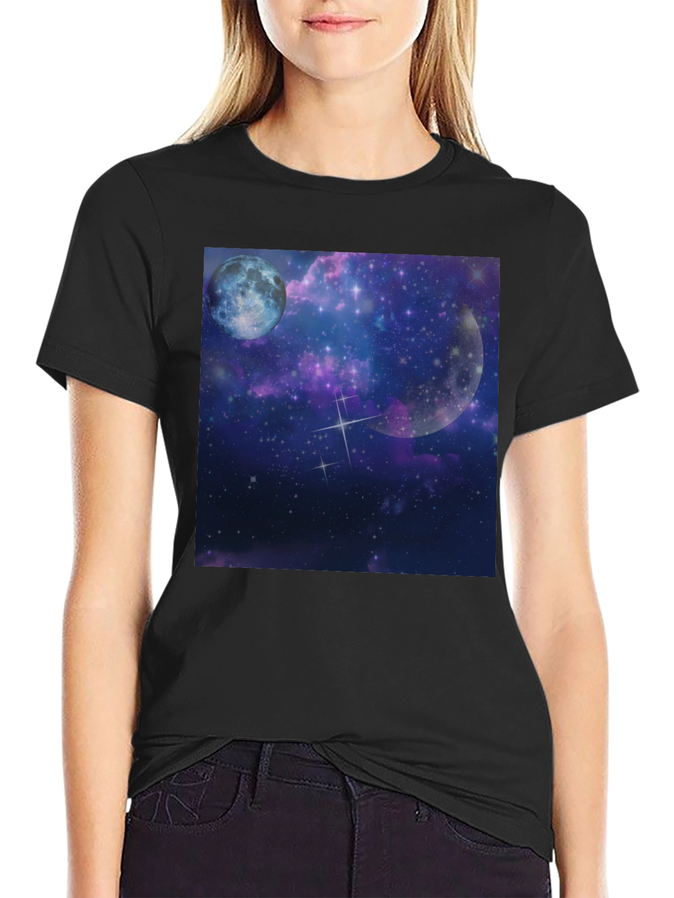 Galaxy Moon Black Tee