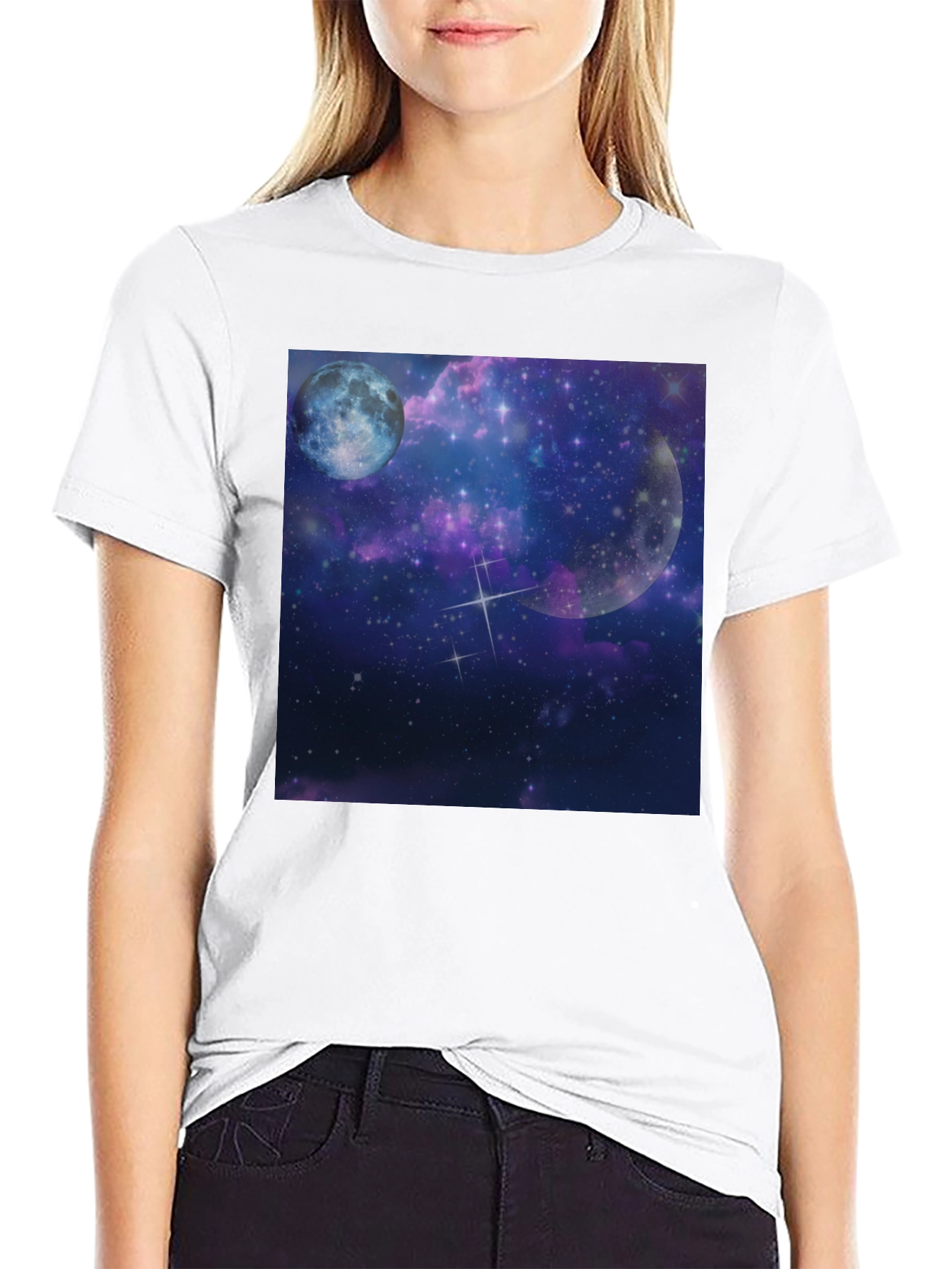 Galaxy Moon Black Tee