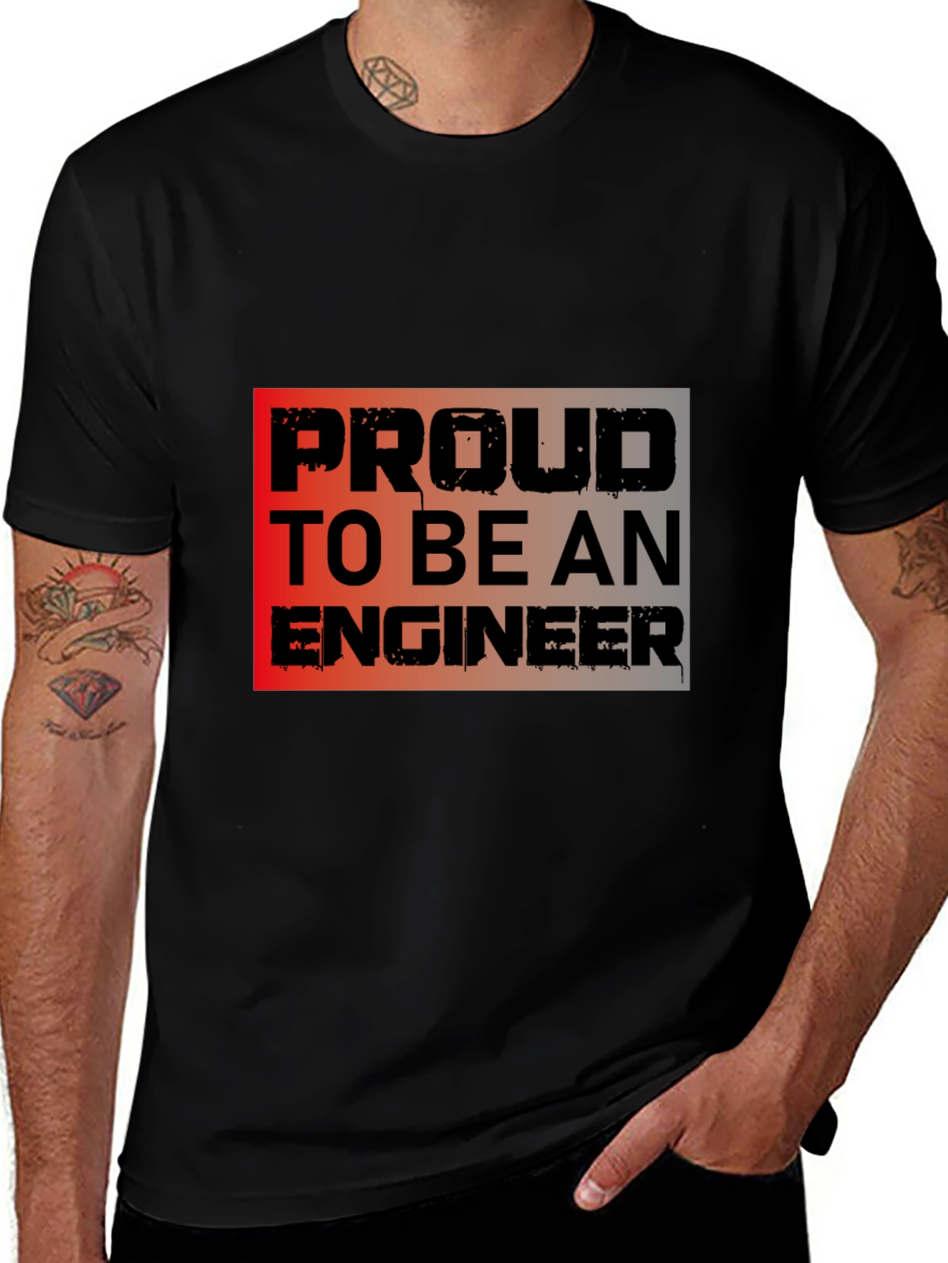 Proud Engineer Black Graphic Tee