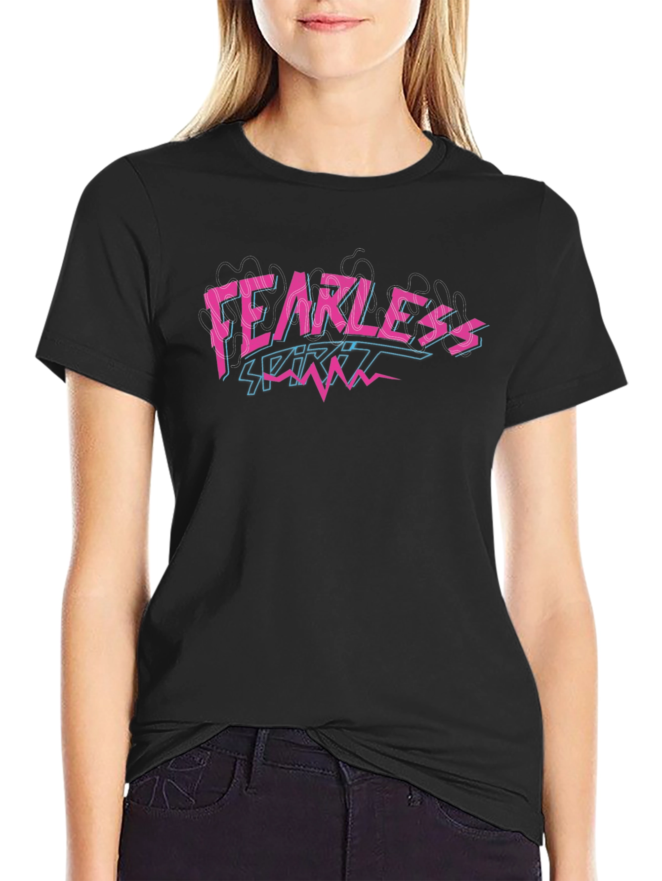 Fearless Spirit Graphic Print Black T-Shirt