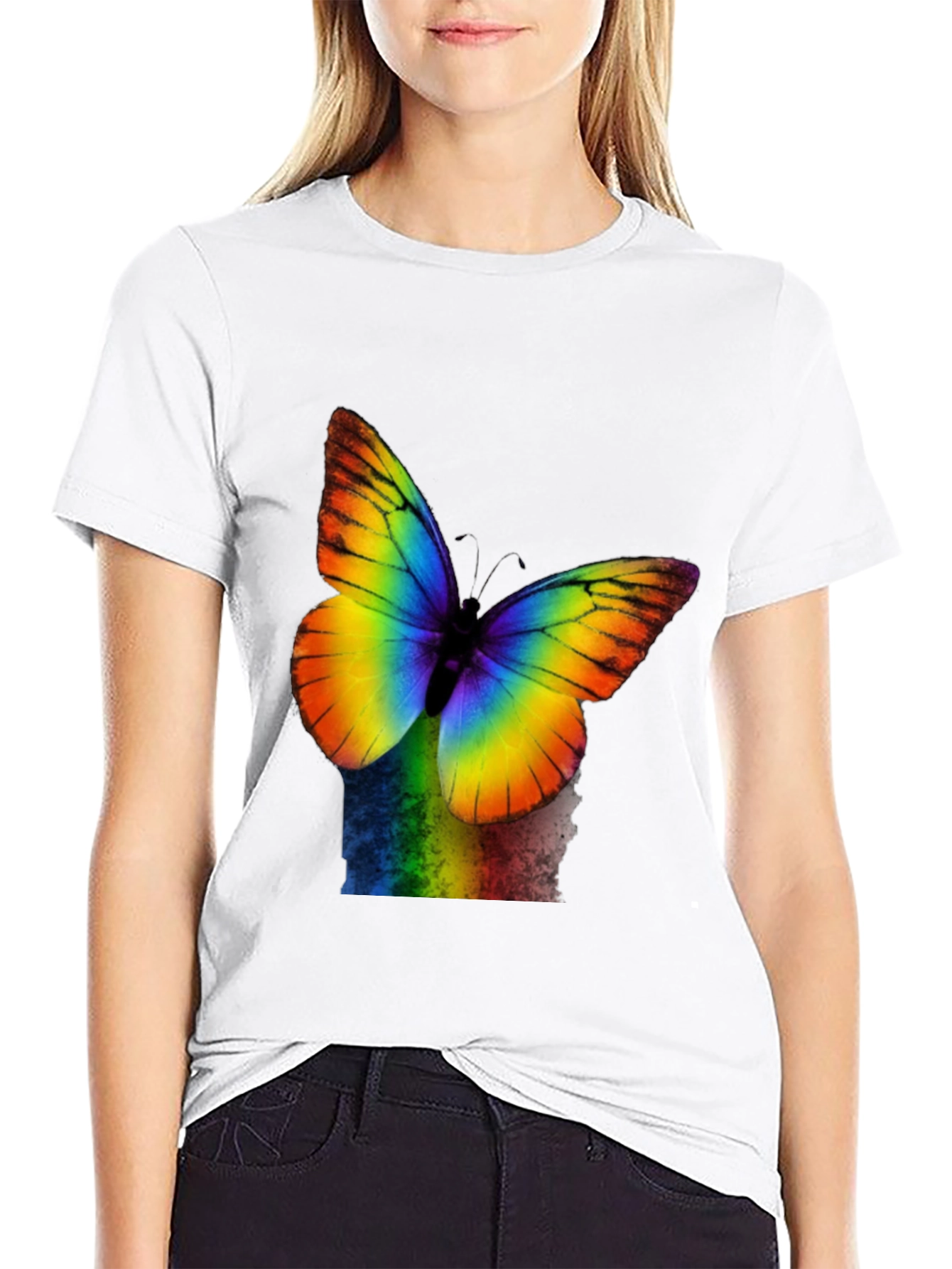 Rainbow Butterfly Graphic T-Shirt