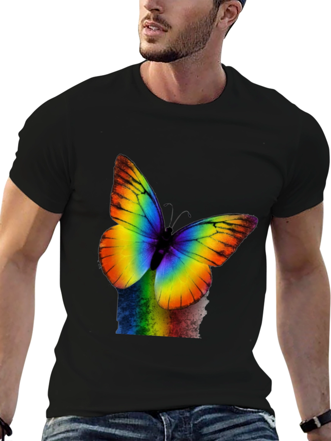Rainbow Butterfly Graphic T-Shirt