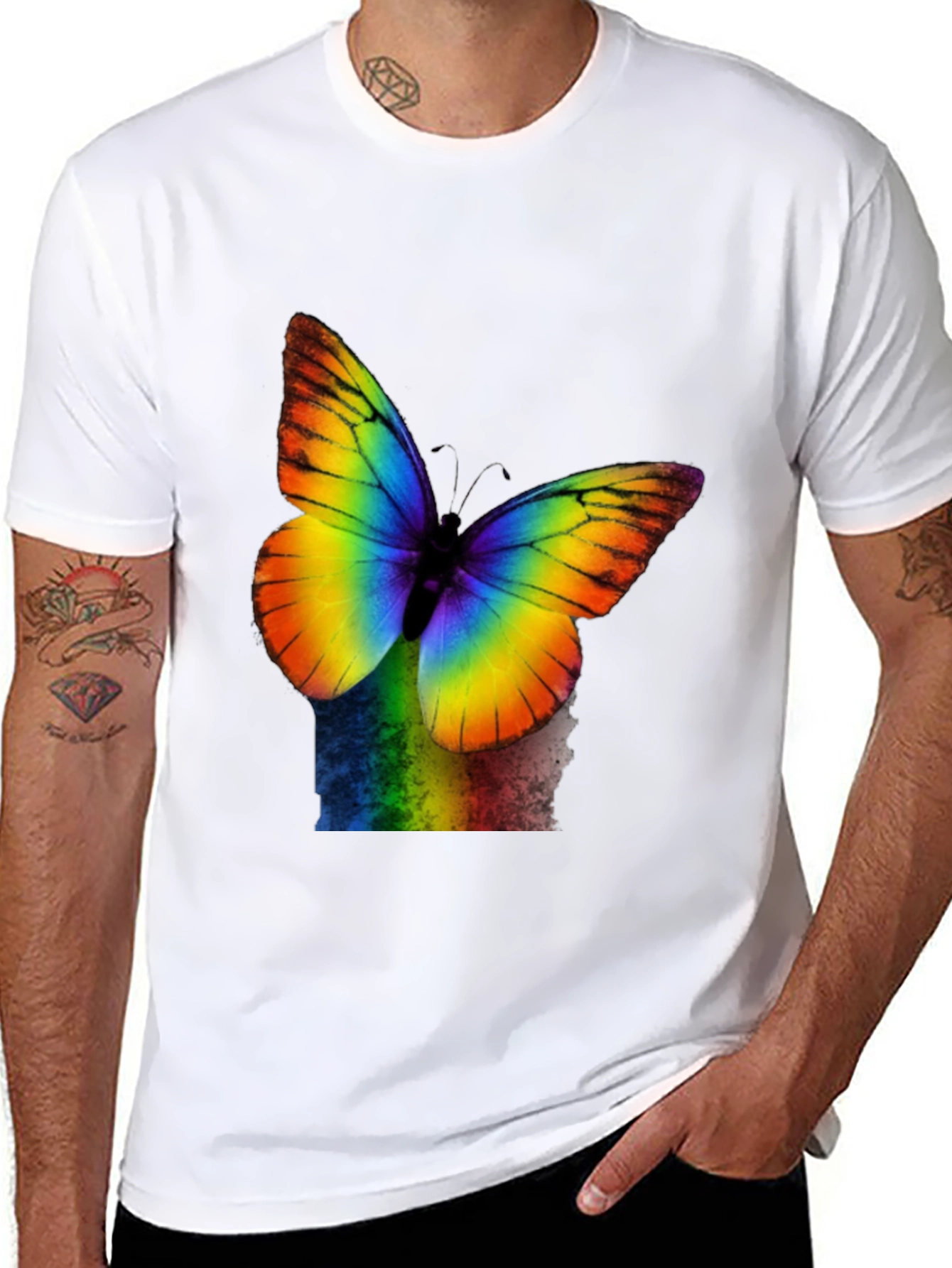 Rainbow Butterfly Graphic T-Shirt