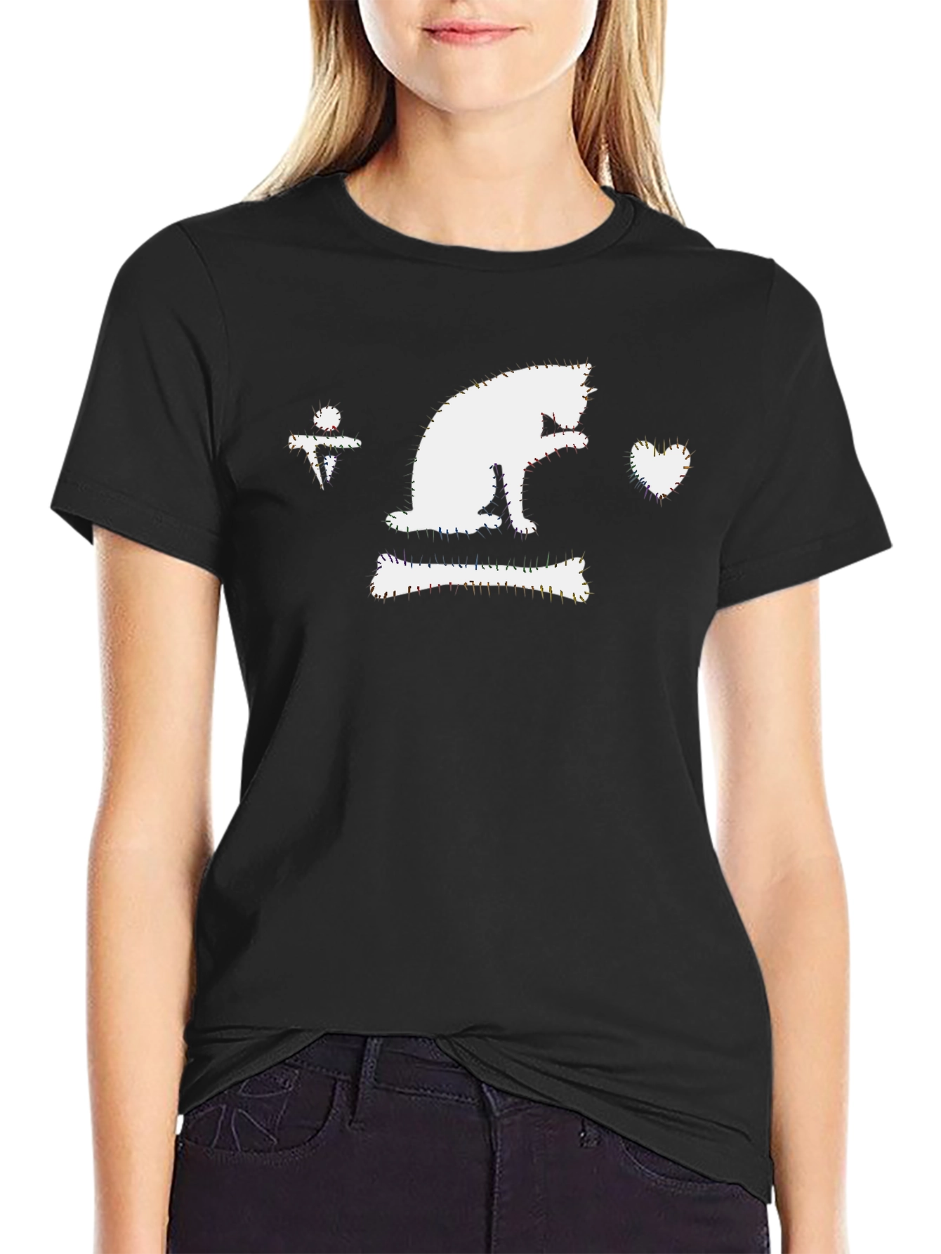 Cat Pirate Flag Black T-Shirt