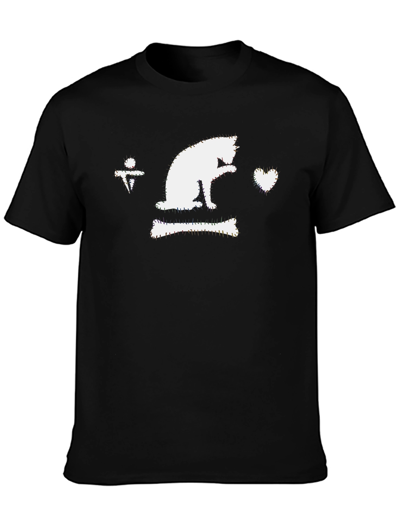 Cat Pirate Flag Black T-Shirt