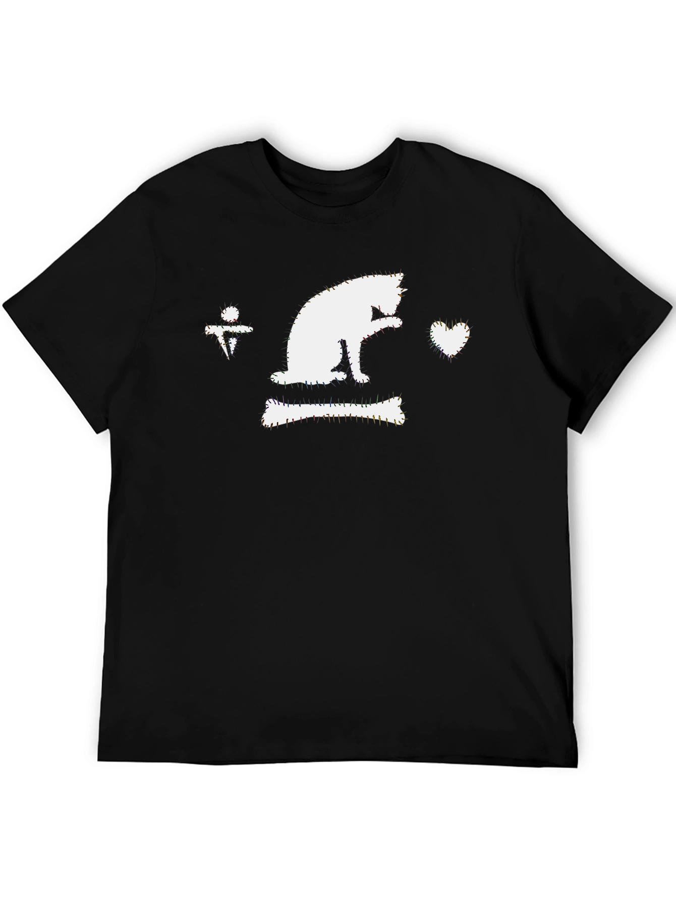 Cat Pirate Flag Black T-Shirt