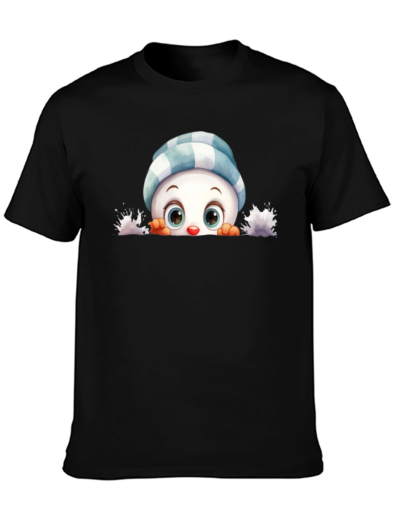 Cute Peeking Snowman Graphic Tee