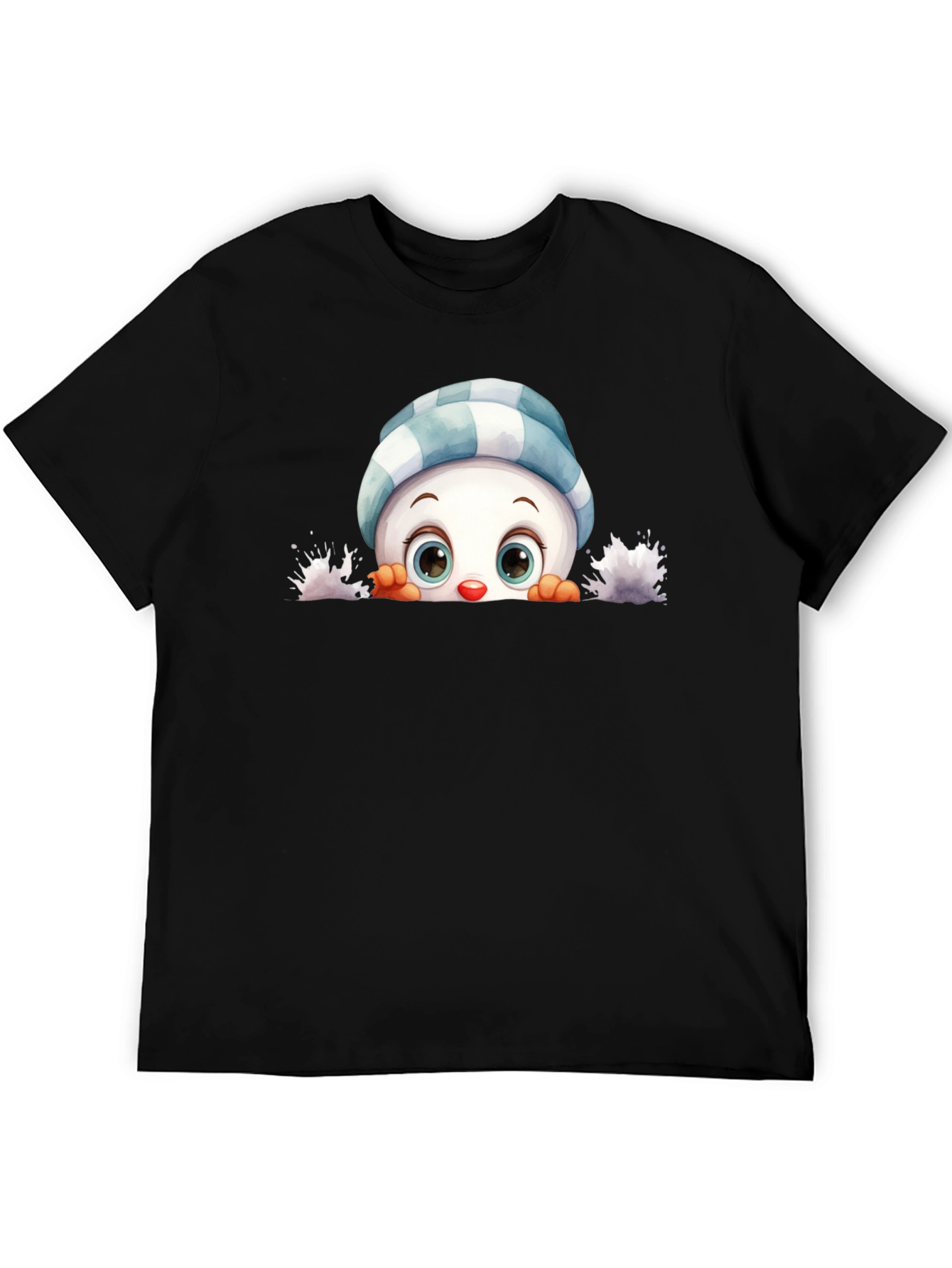Cute Peeking Snowman Graphic Tee