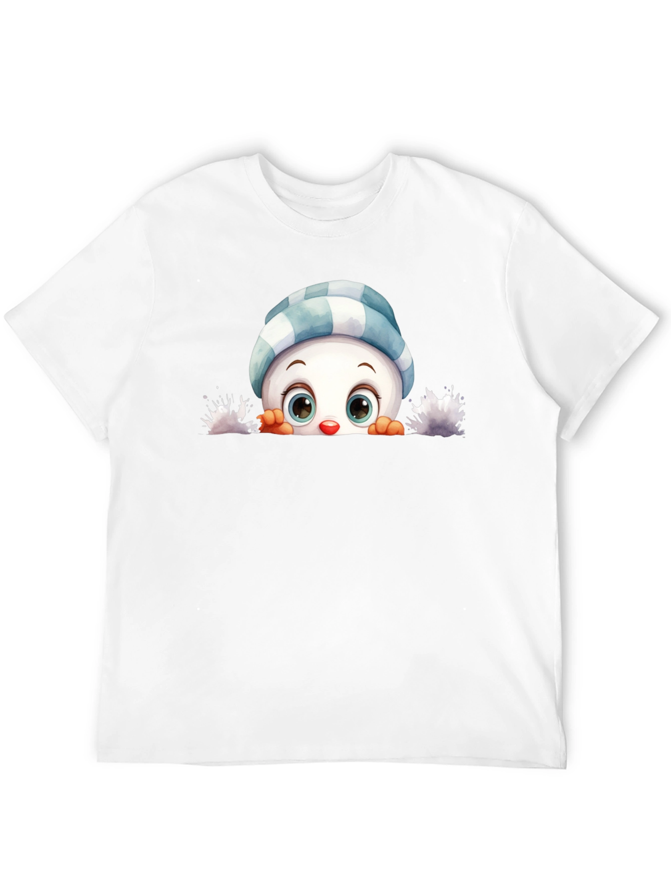 Cute Peeking Snowman Graphic Tee