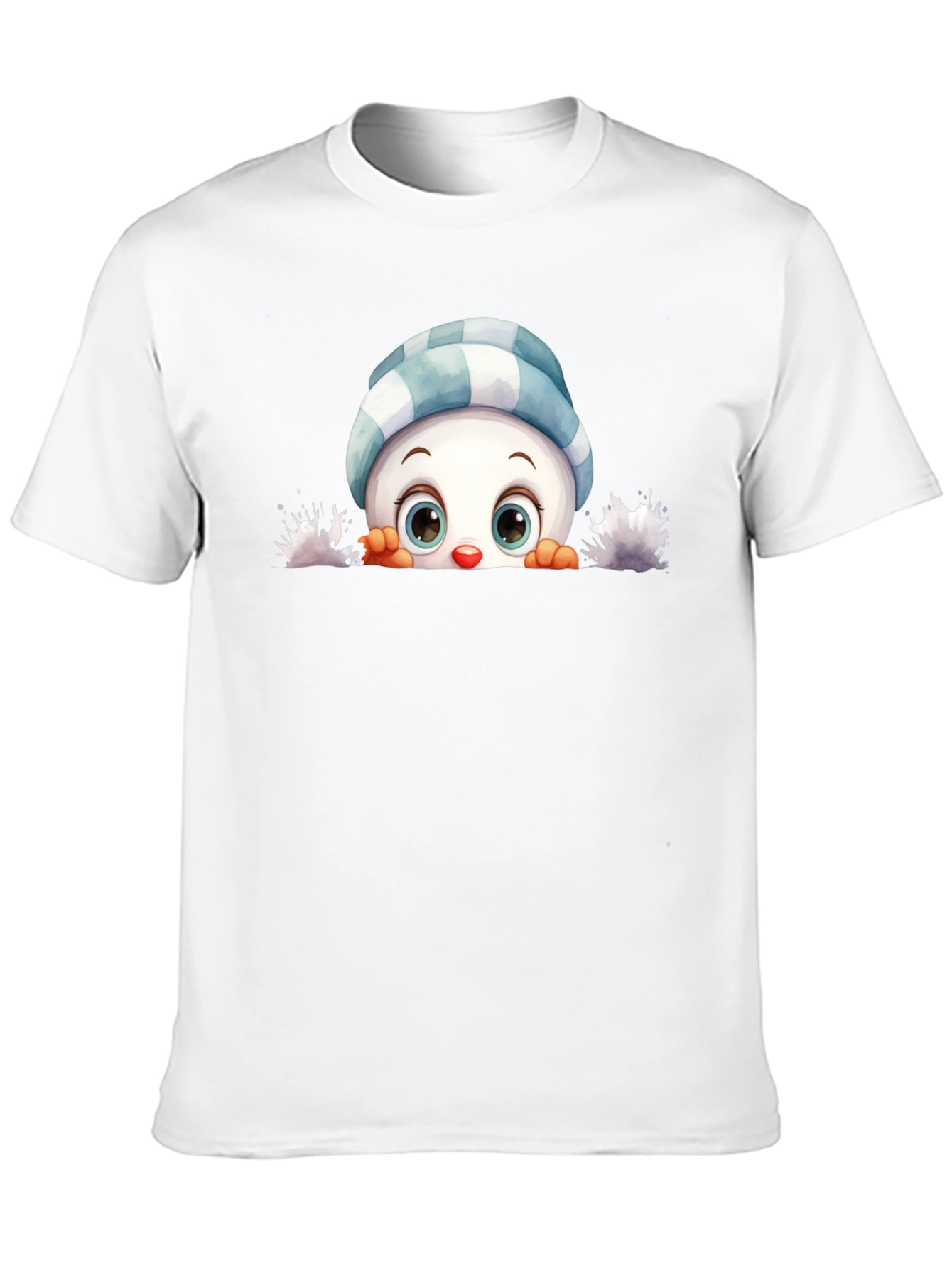 Cute Peeking Snowman Graphic Tee
