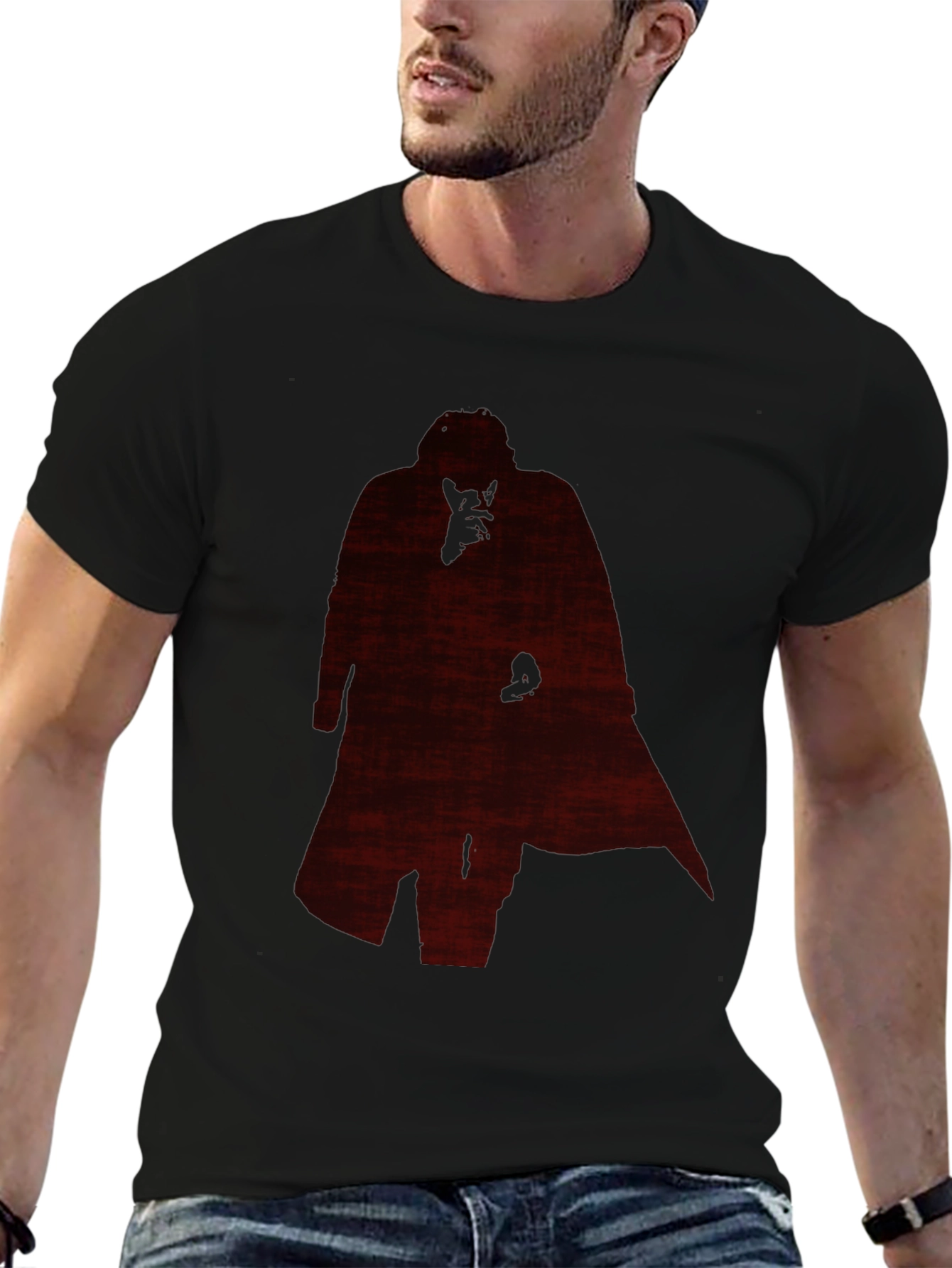 Mens Black T-Shirt with Silhouette Graphic