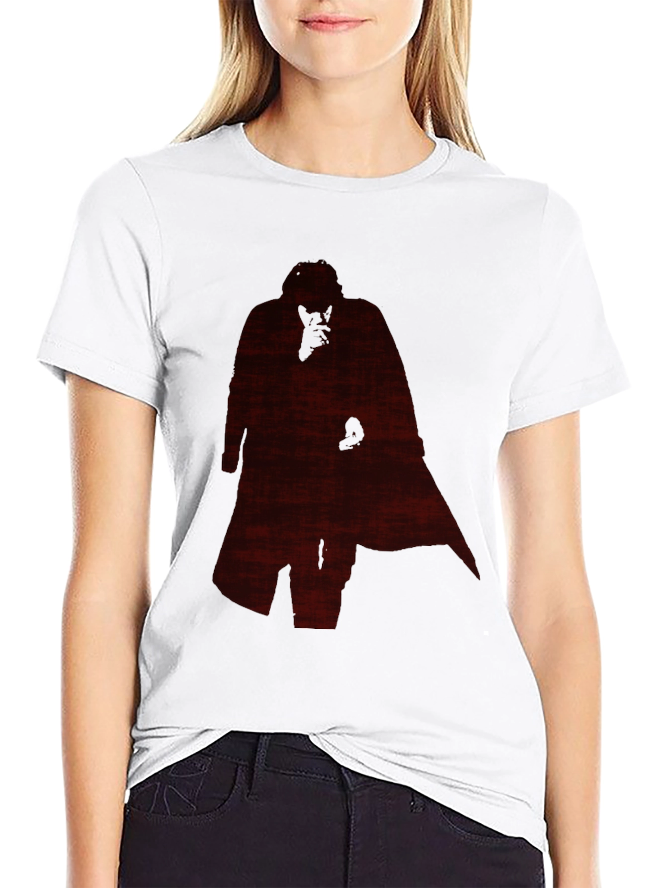 Mens Black T-Shirt with Silhouette Graphic