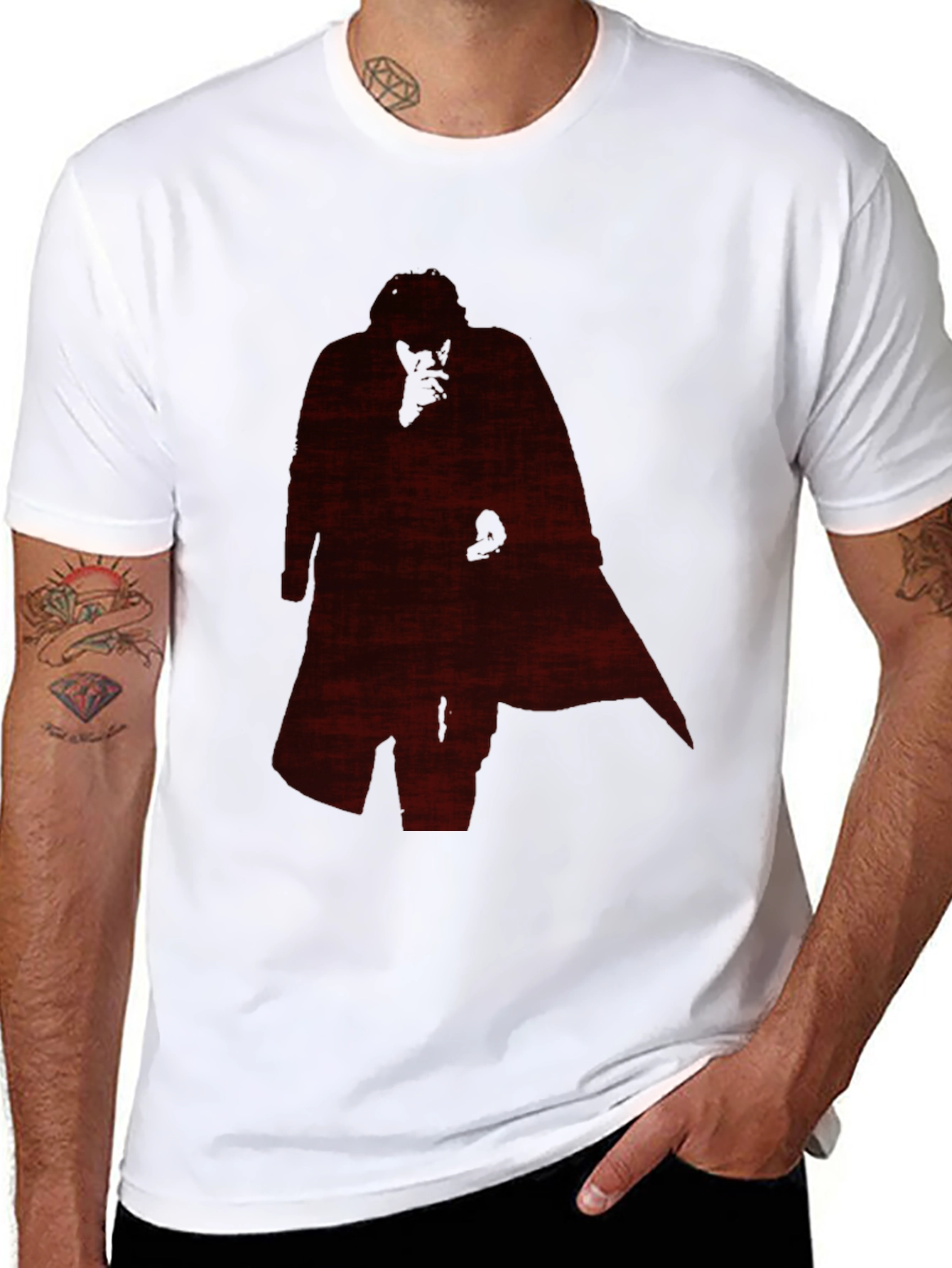 Mens Black T-Shirt with Silhouette Graphic