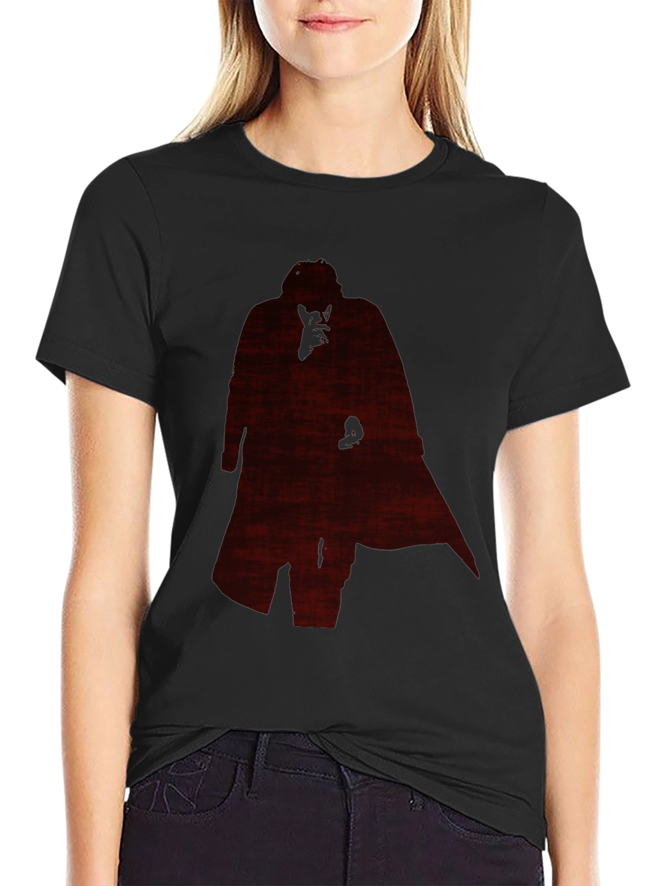 Mens Black T-Shirt with Silhouette Graphic