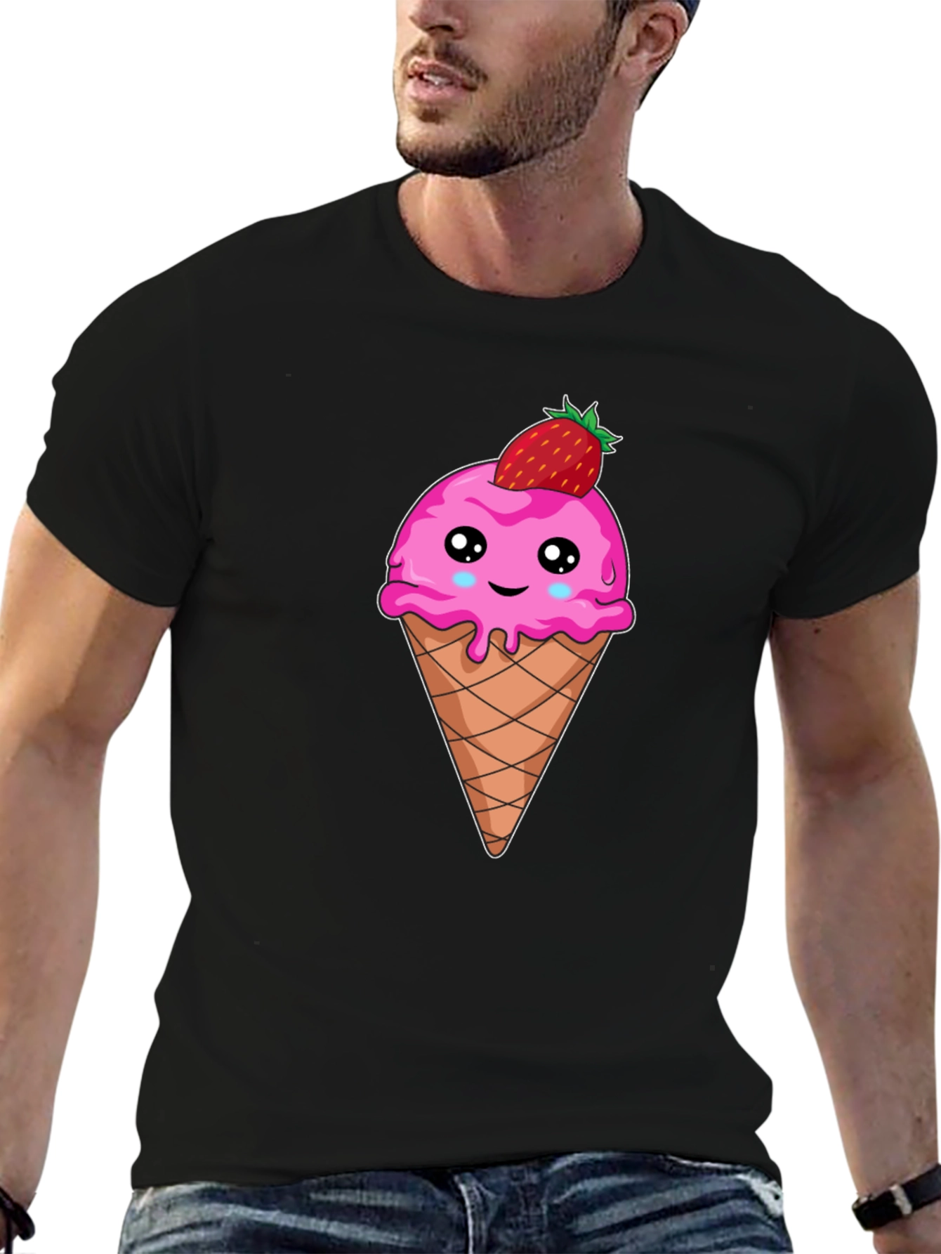 Cute Ice Cream Cone T-Shirt - Strawberry Topping