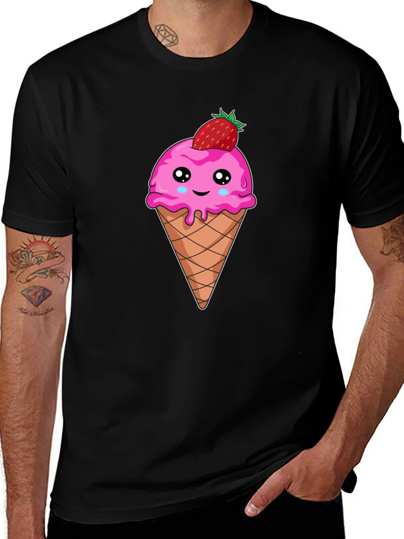 Cute Ice Cream Cone T-Shirt - Strawberry Topping