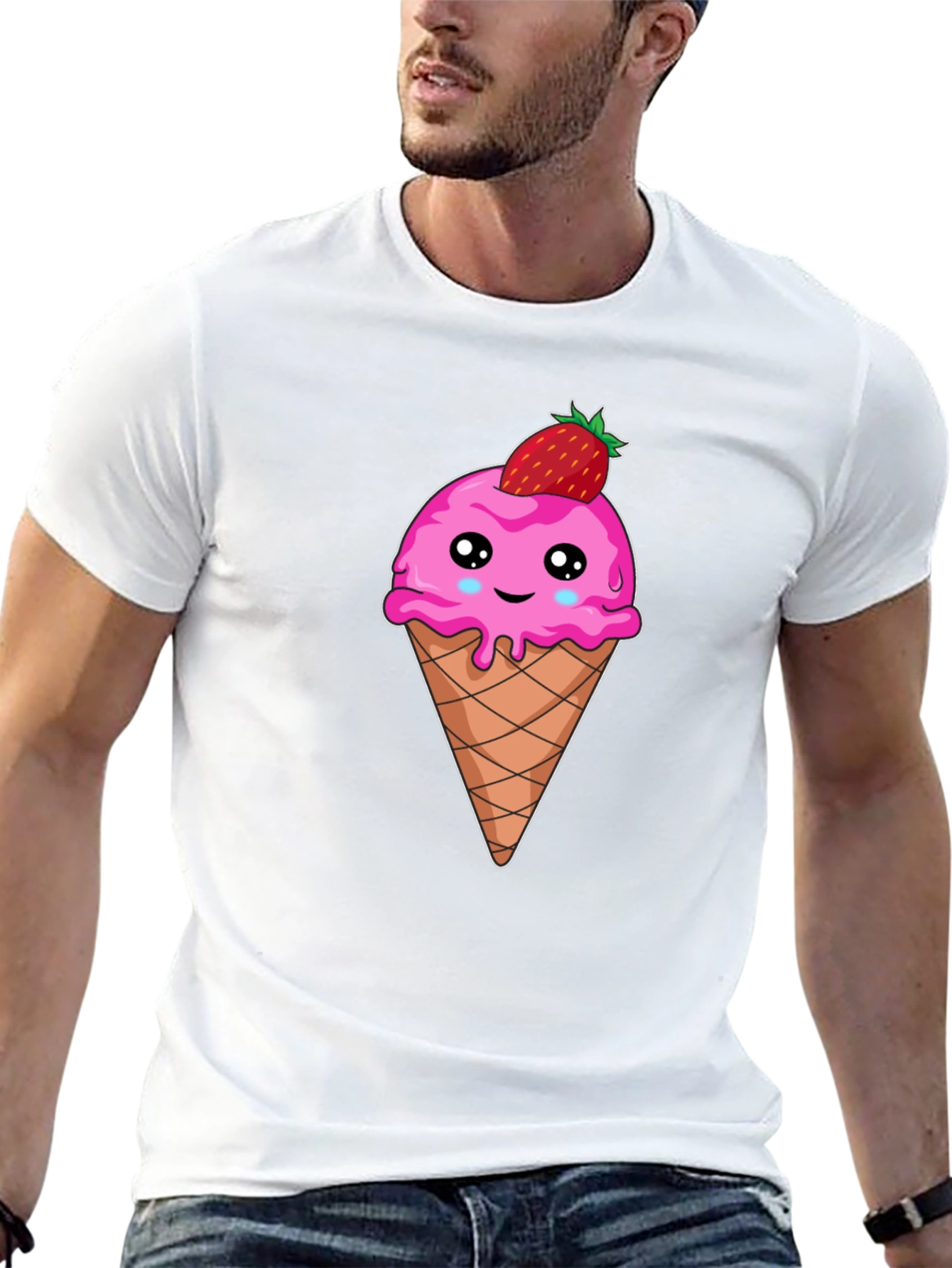 Cute Ice Cream Cone T-Shirt - Strawberry Topping