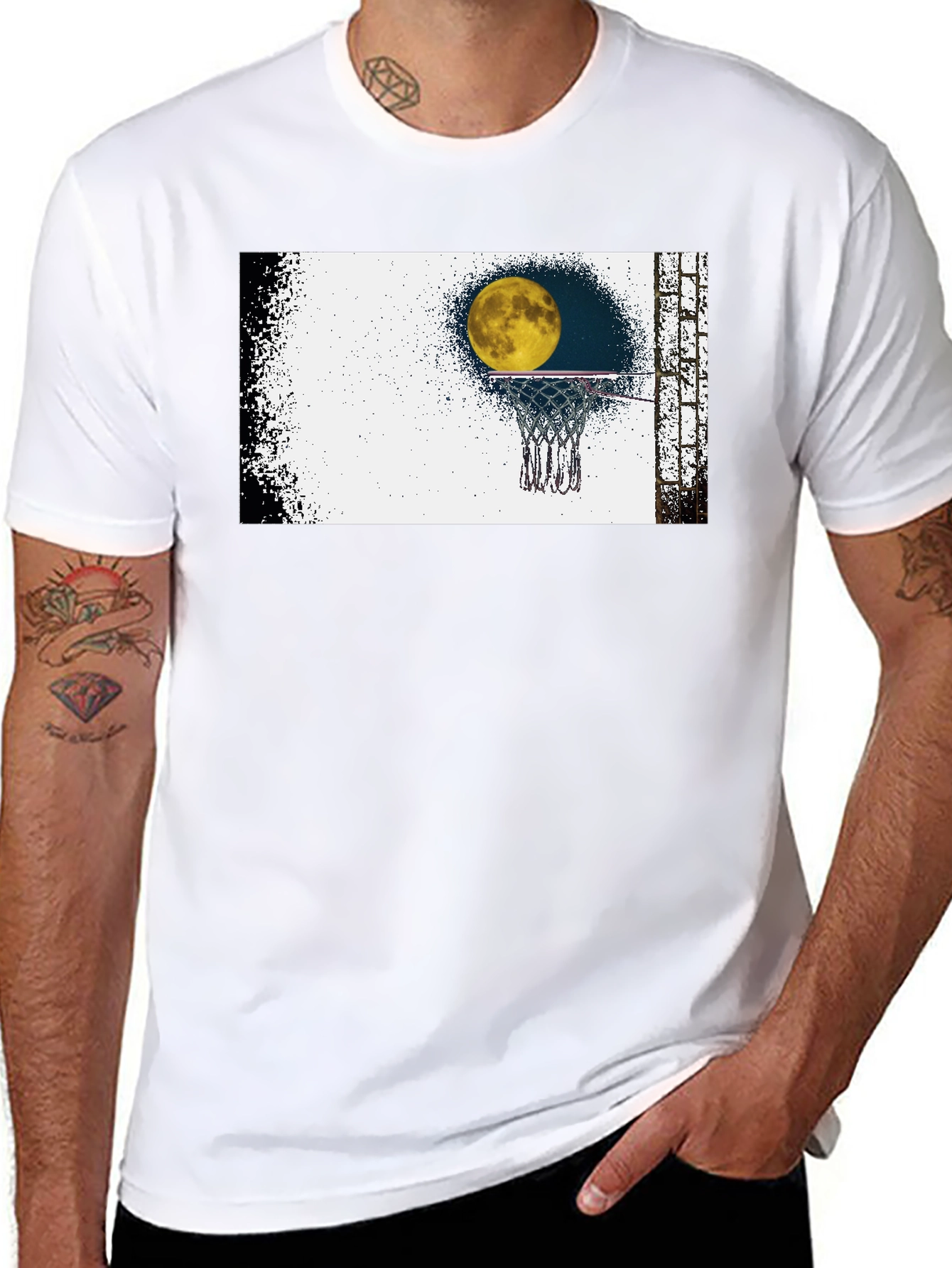 Moon Shot T-Shirt - Basketball & Moon Graphic Tee