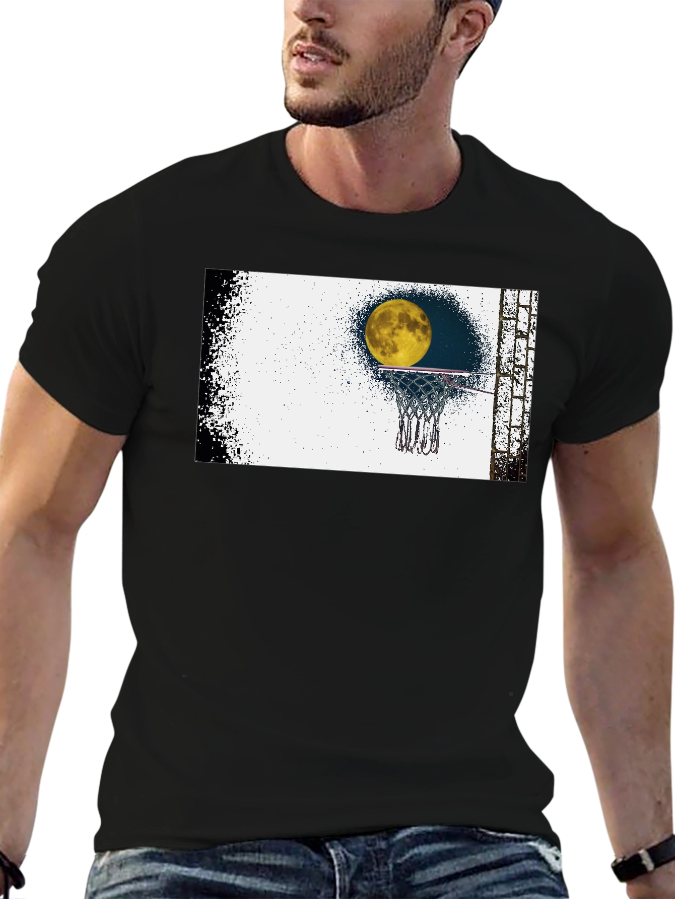 Moon Shot T-Shirt - Basketball & Moon Graphic Tee