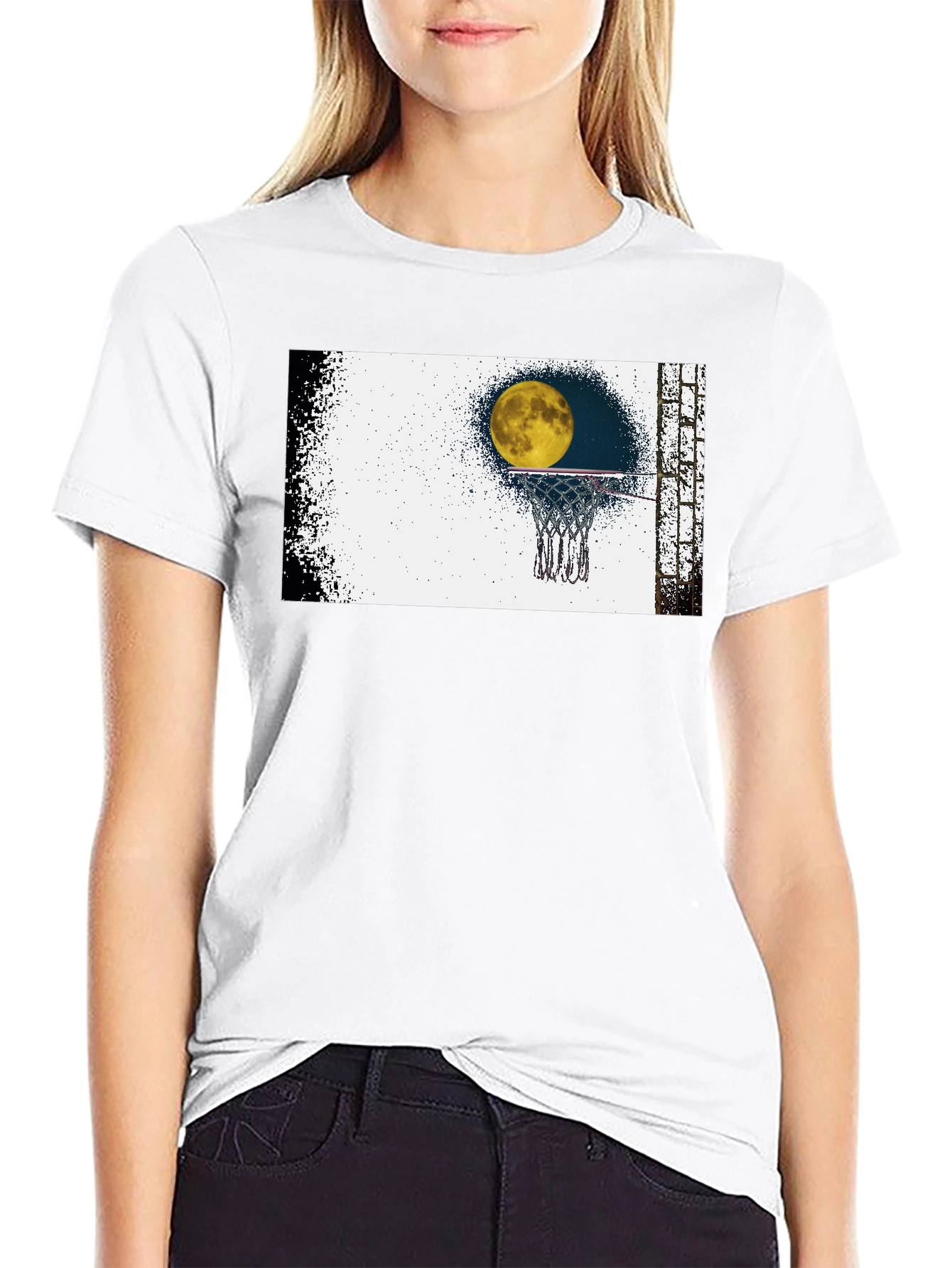Moon Shot T-Shirt - Basketball & Moon Graphic Tee