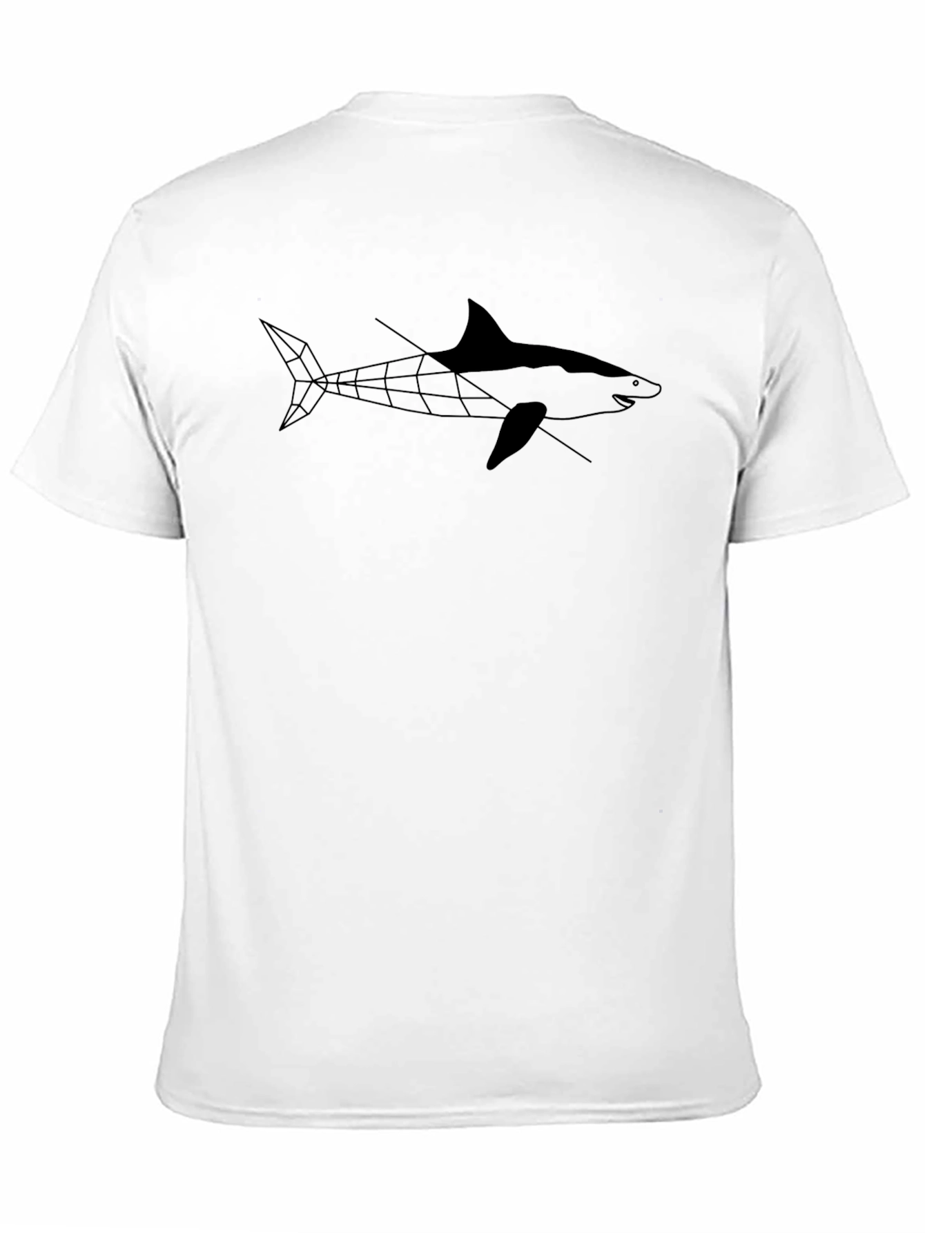 Geometric Shark Graphic Mens Black T-Shirt