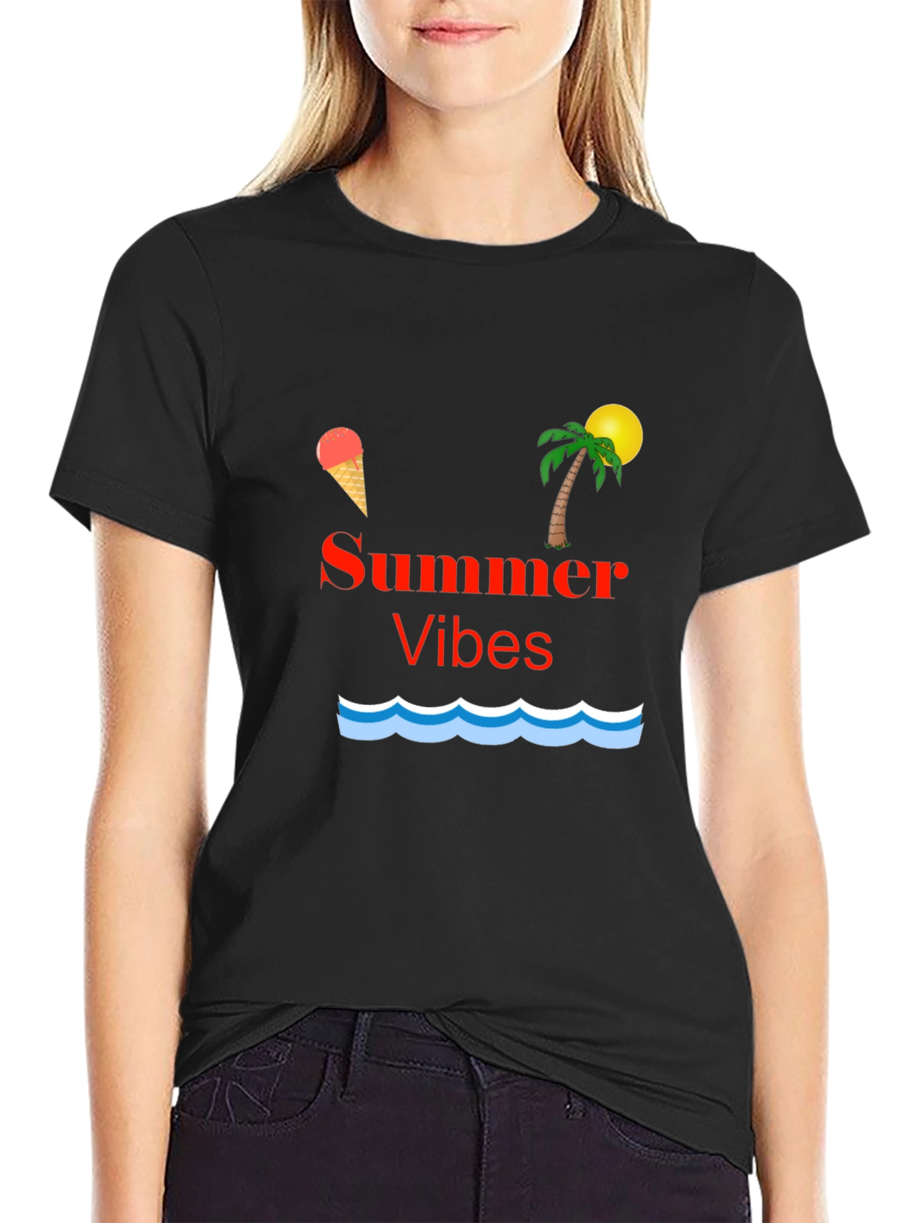 Summer Vibes Graphic T-Shirt - Black