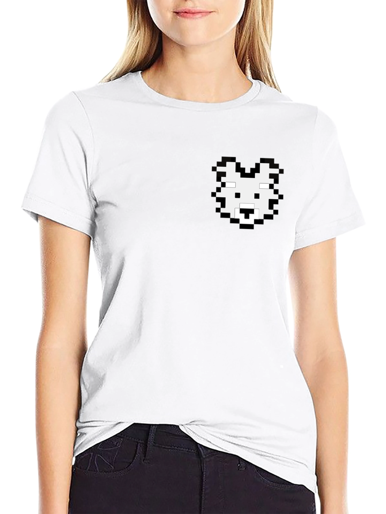 Pixel Art Dog T-Shirt - Black Cotton Tee