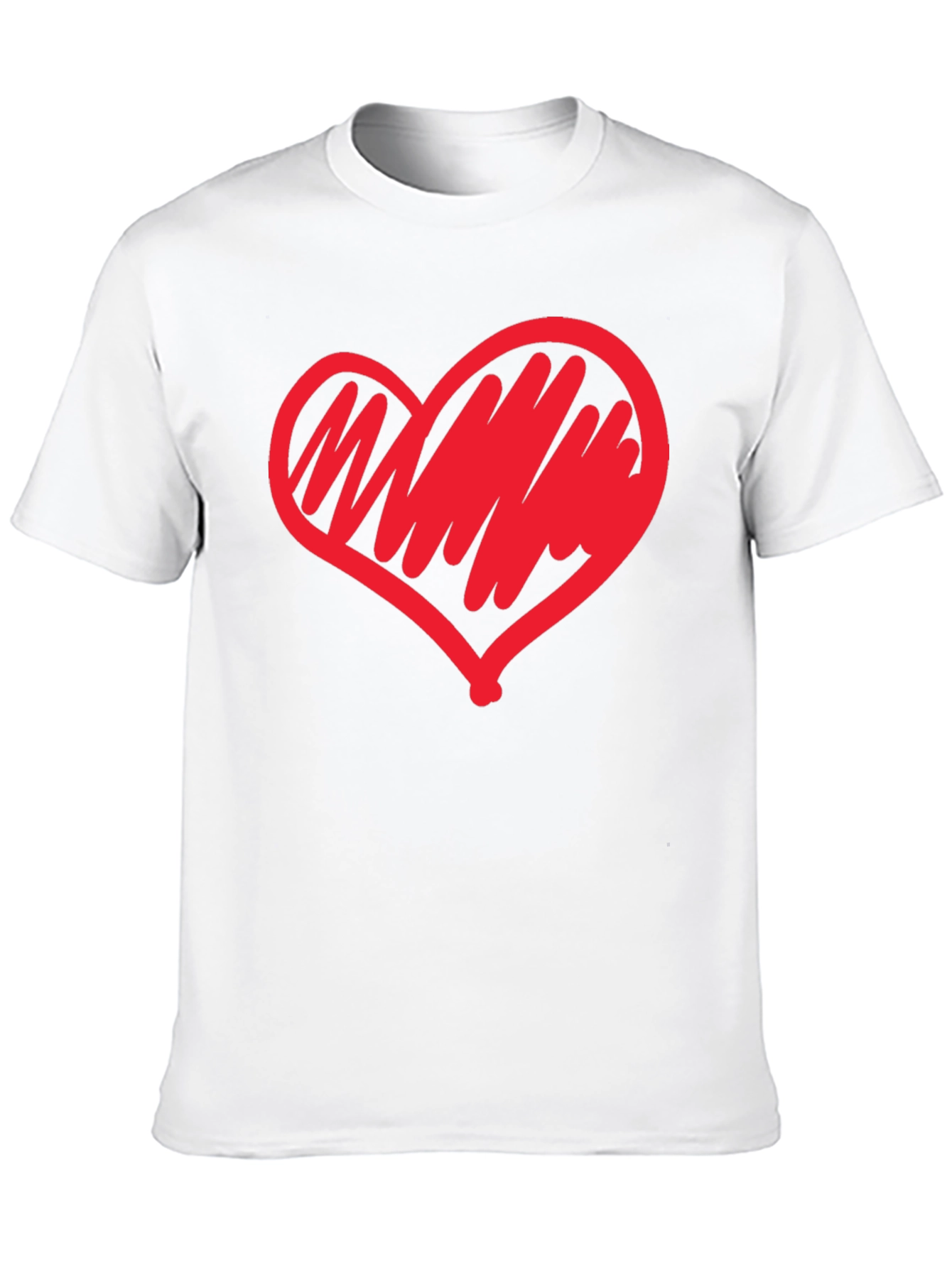 Heart Scribble Graphic Tee - Modern Casual Black T-Shirt