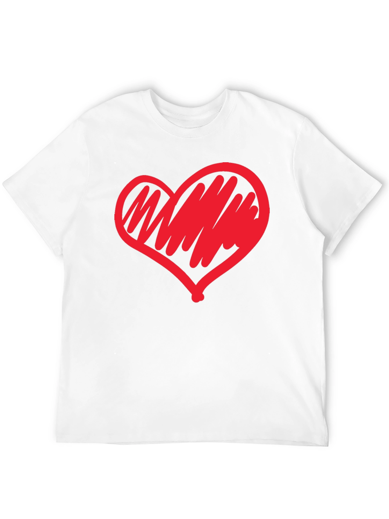 Heart Scribble Graphic Tee - Modern Casual Black T-Shirt