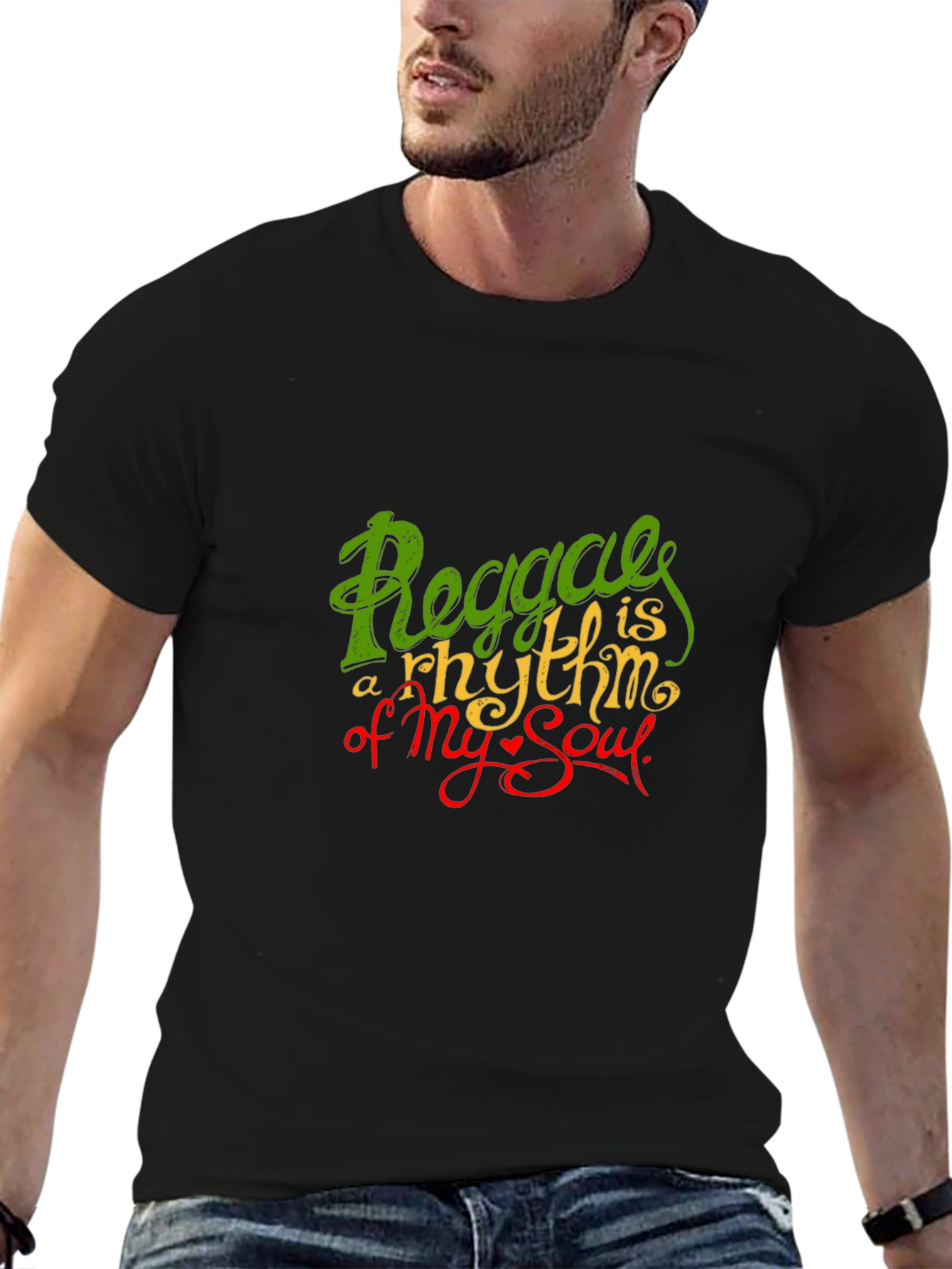 Reggae Rhythm Soul Graphic Black T-Shirt