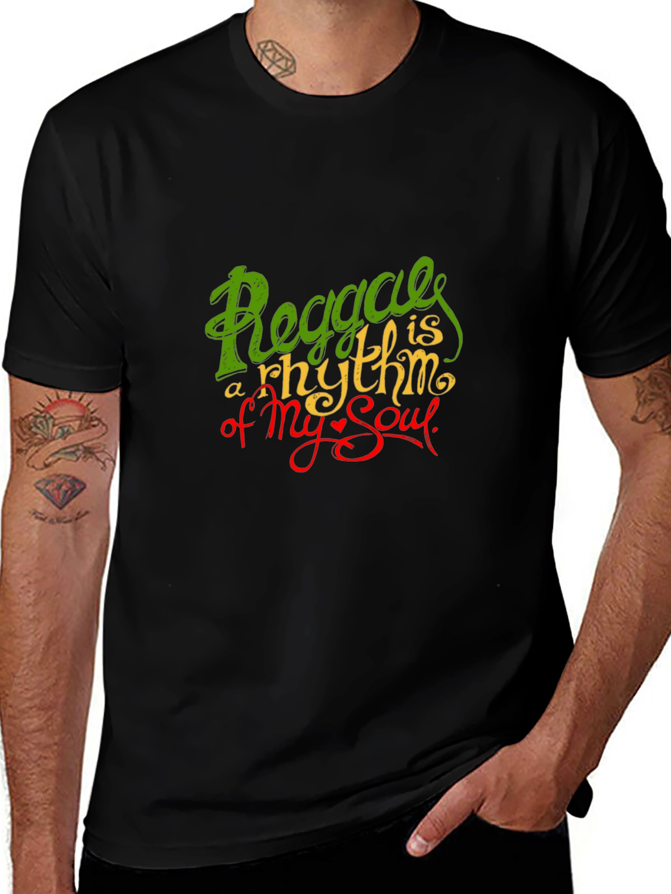 Reggae Rhythm Soul Graphic Black T-Shirt