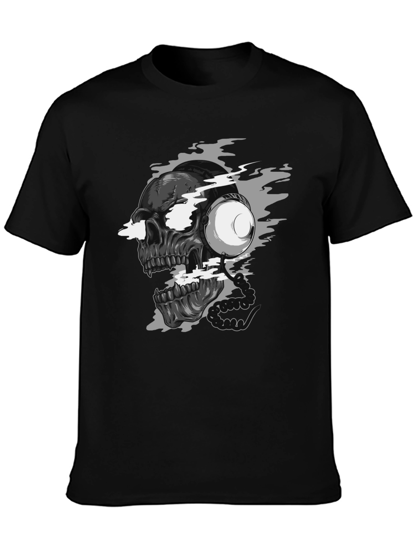 Skull with Headphones Graphic T-Shirt