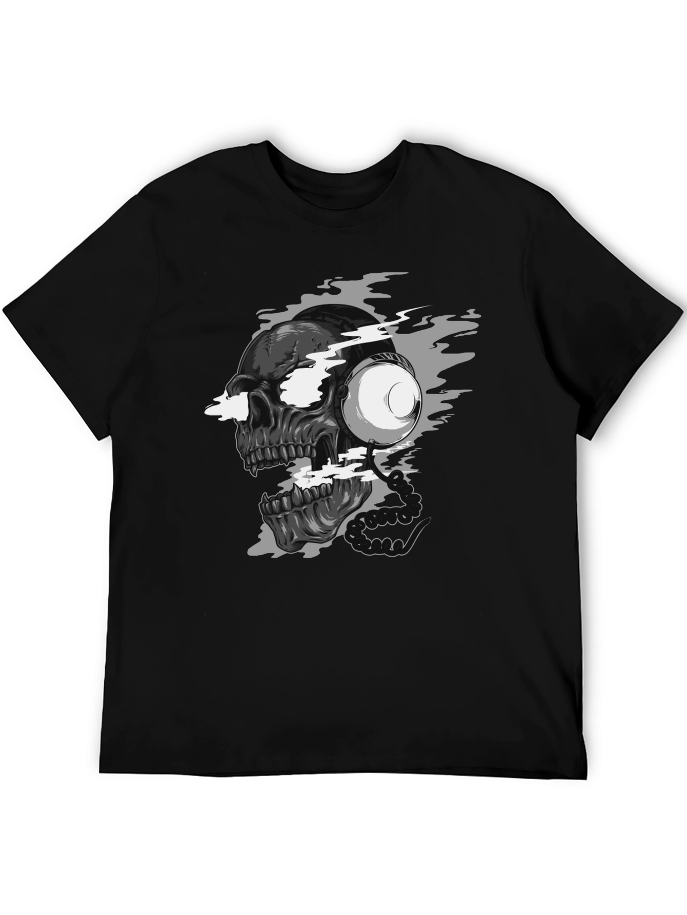Skull with Headphones Graphic T-Shirt