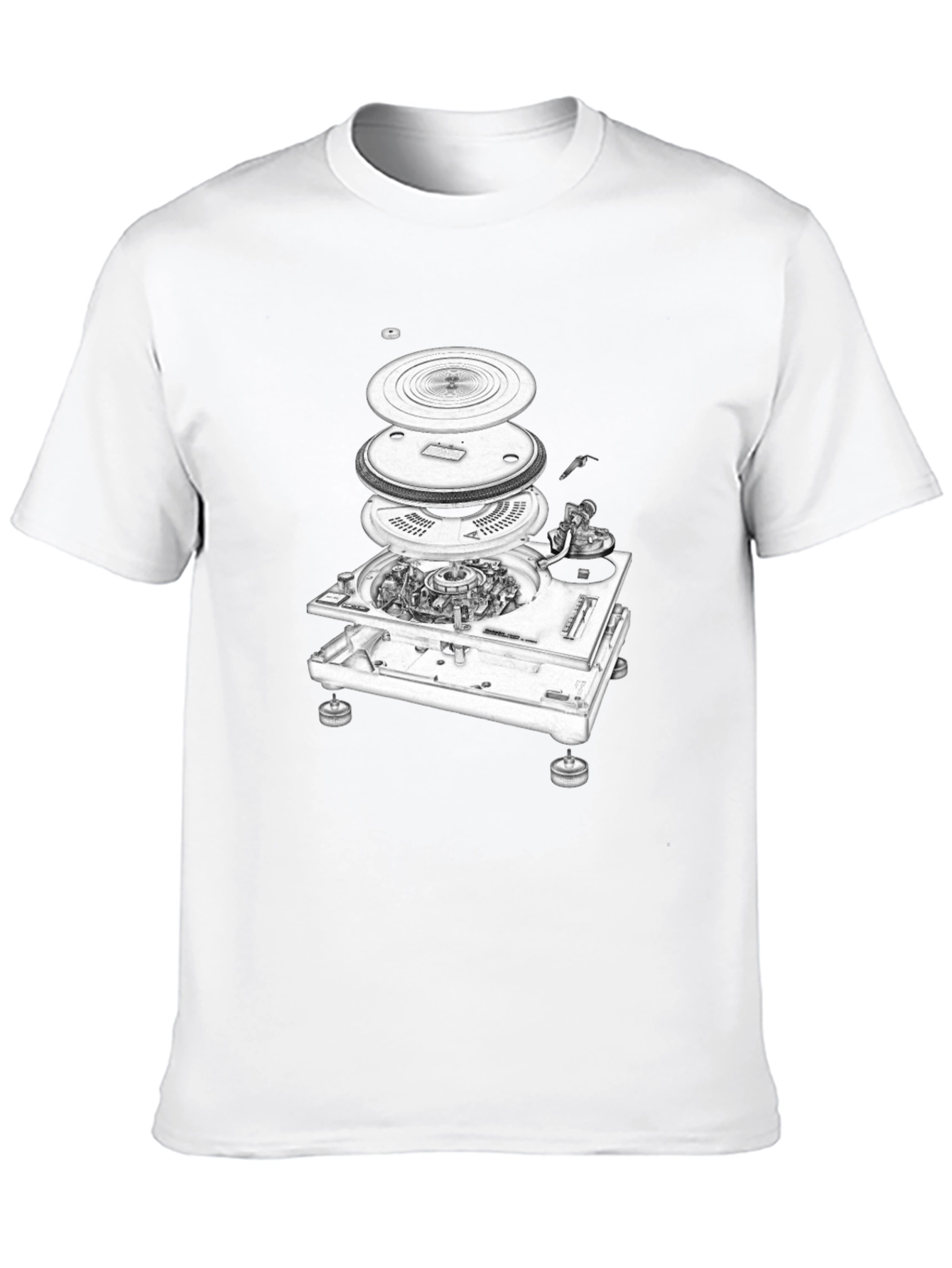 Exploded Turntable Graphic Tee - DJ Music Lover T-Shirt