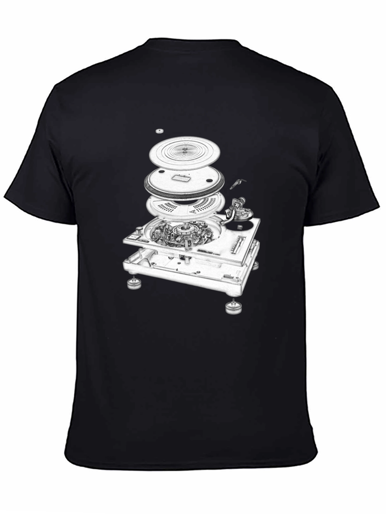 Exploded Turntable Graphic Tee - DJ Music Lover T-Shirt