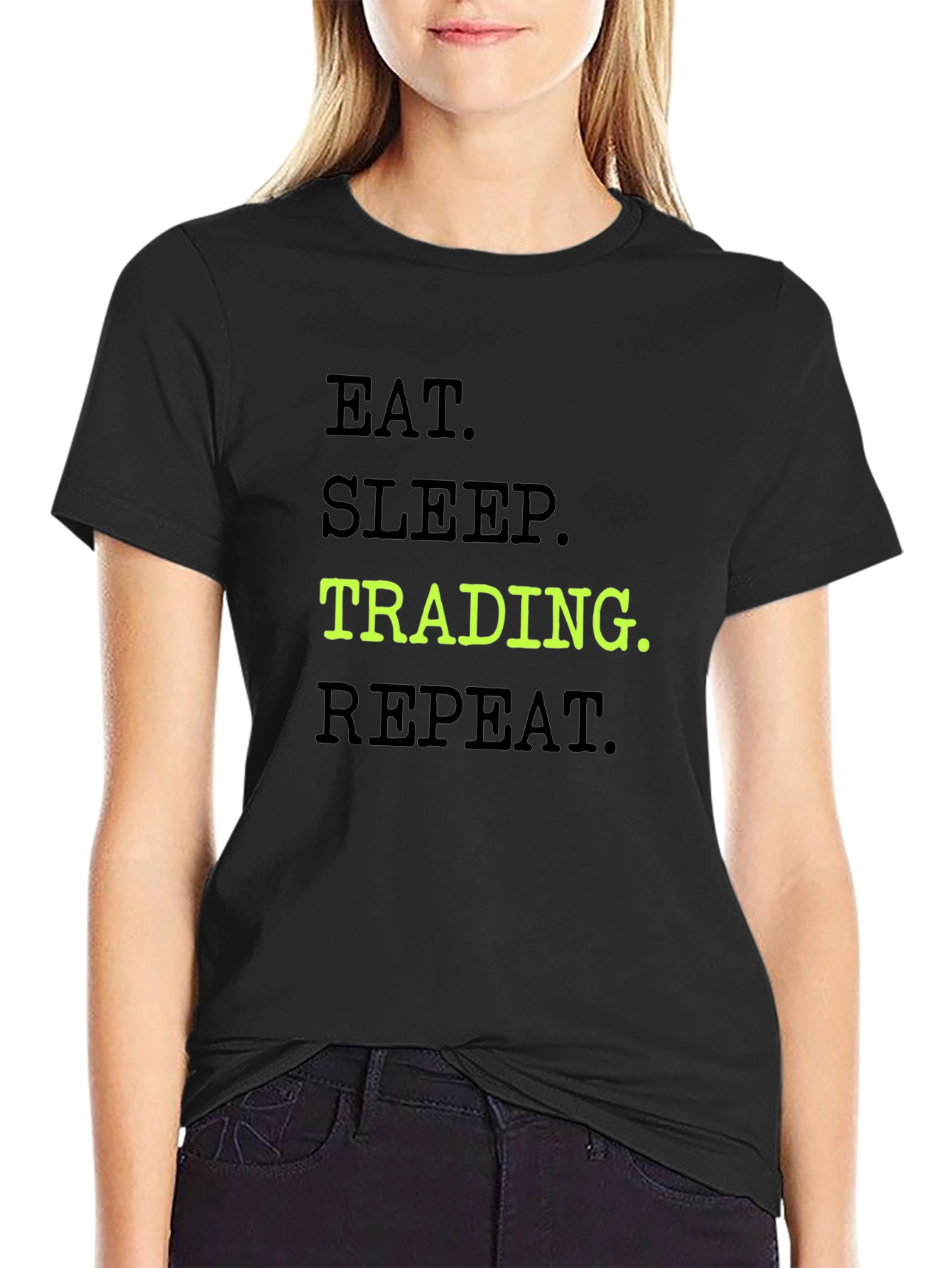Eat Sleep Trading Repeat Black Graphic Tee