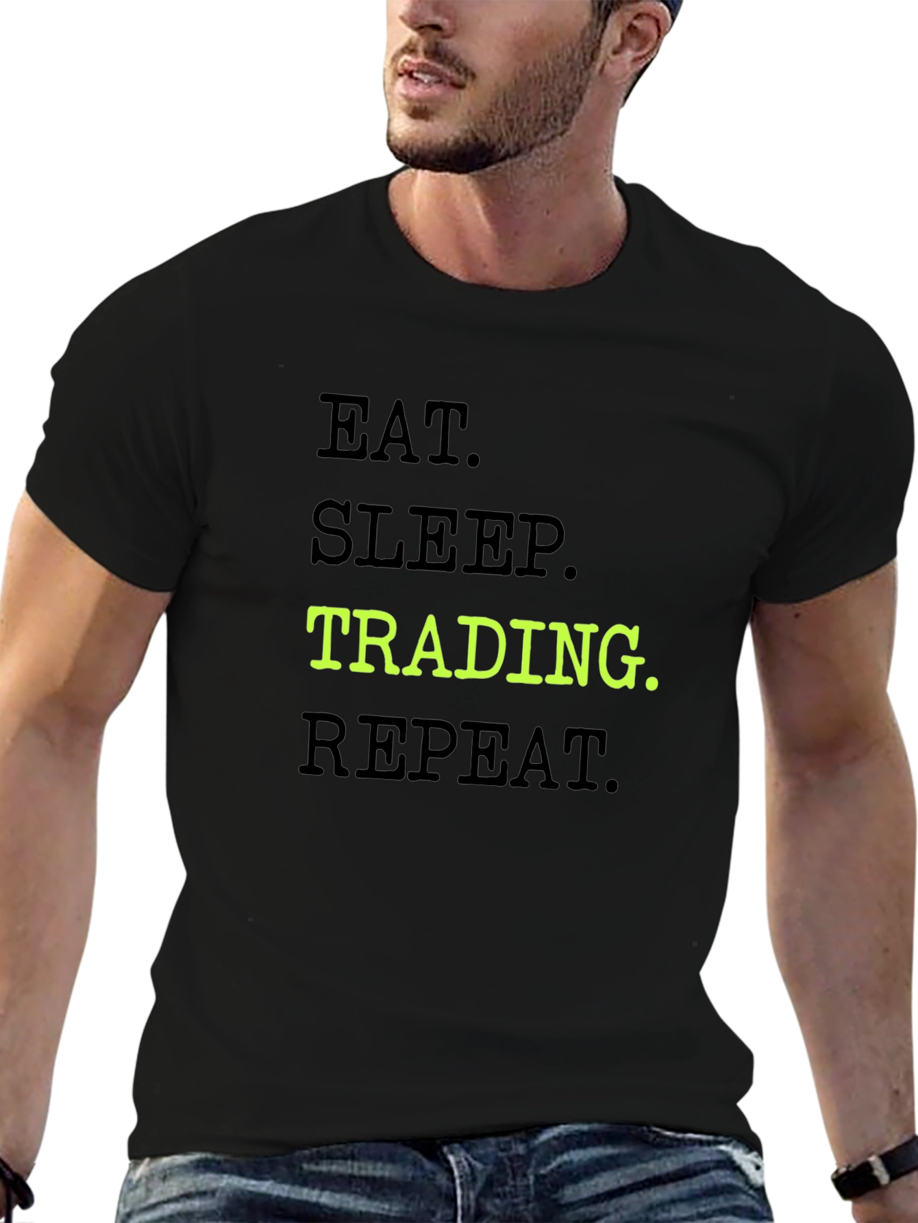 Eat Sleep Trading Repeat Black Graphic Tee