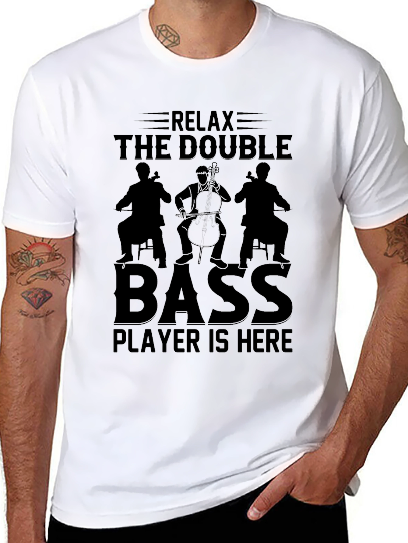 Relax Double Bass Player T-Shirt - Music Tee