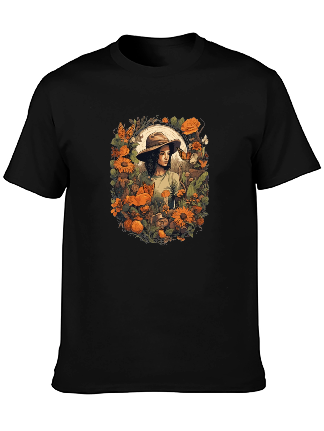 Nature Girl Graphic Tee - Artistic Botanical Design
